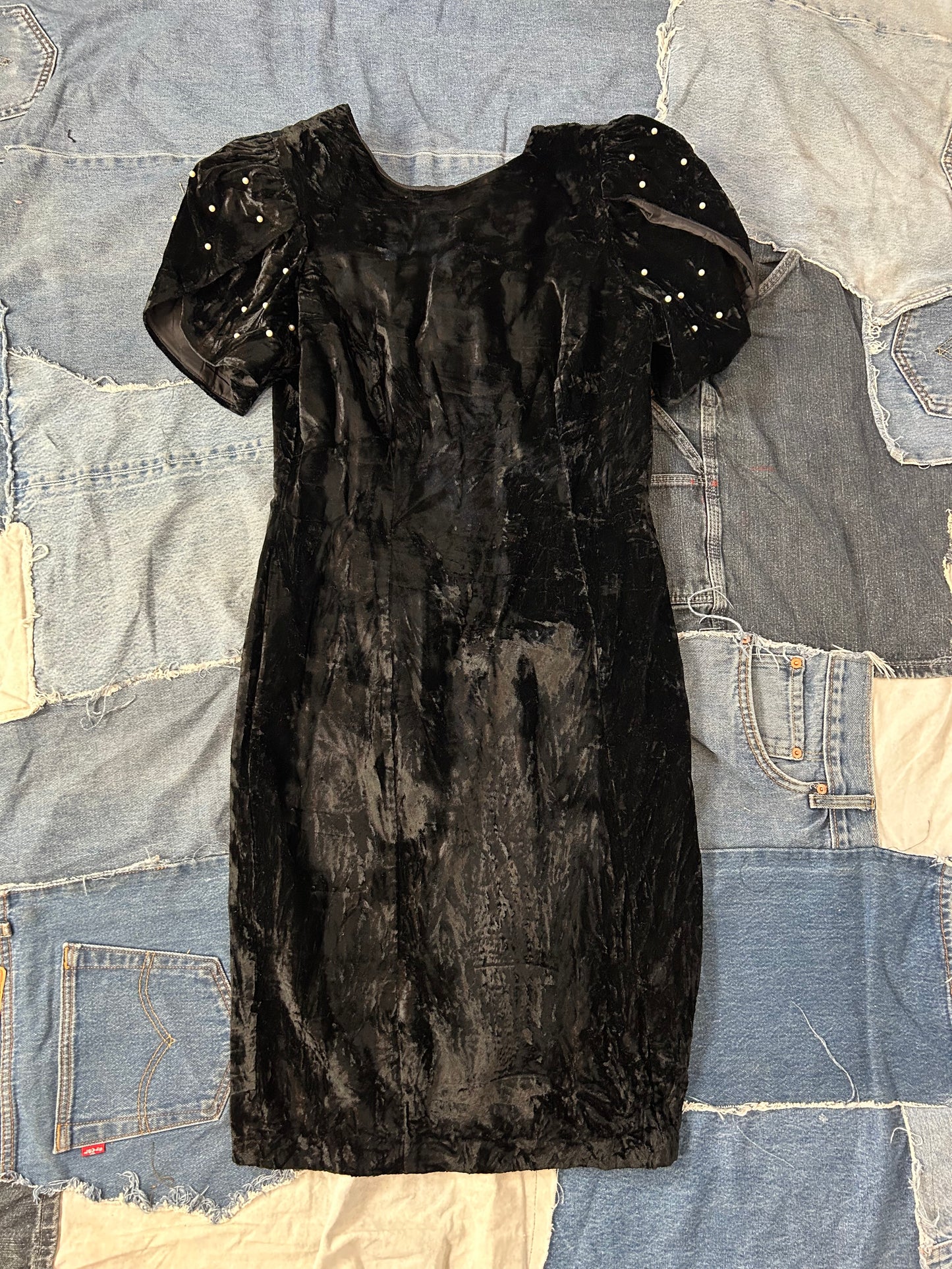Vintage 80s Pearly Velvet Dress