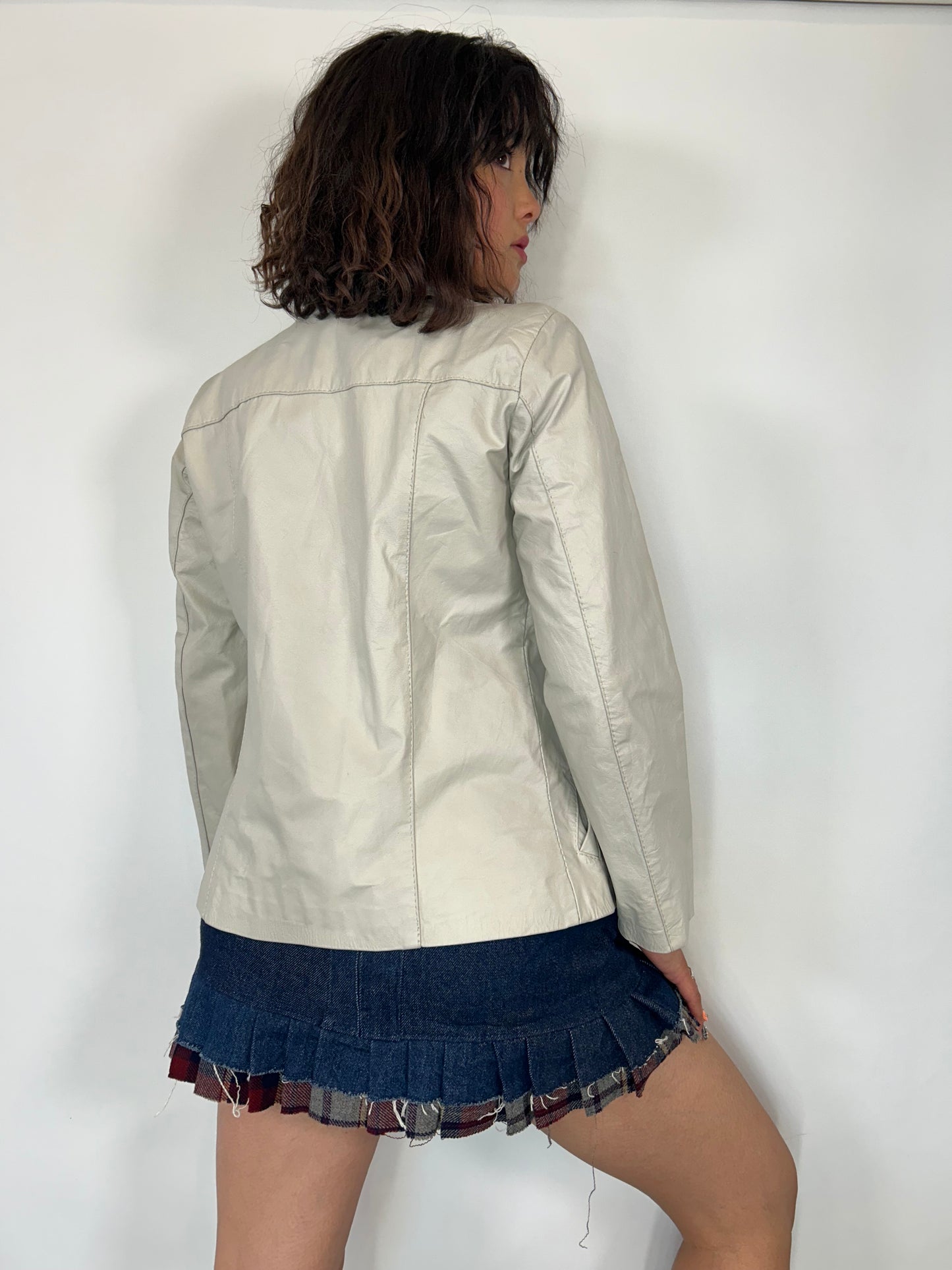 Vintage Cream Leather Jacket
