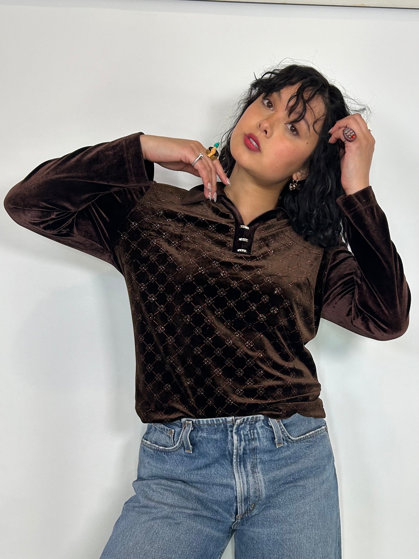 Vintage Brown Velvet Top