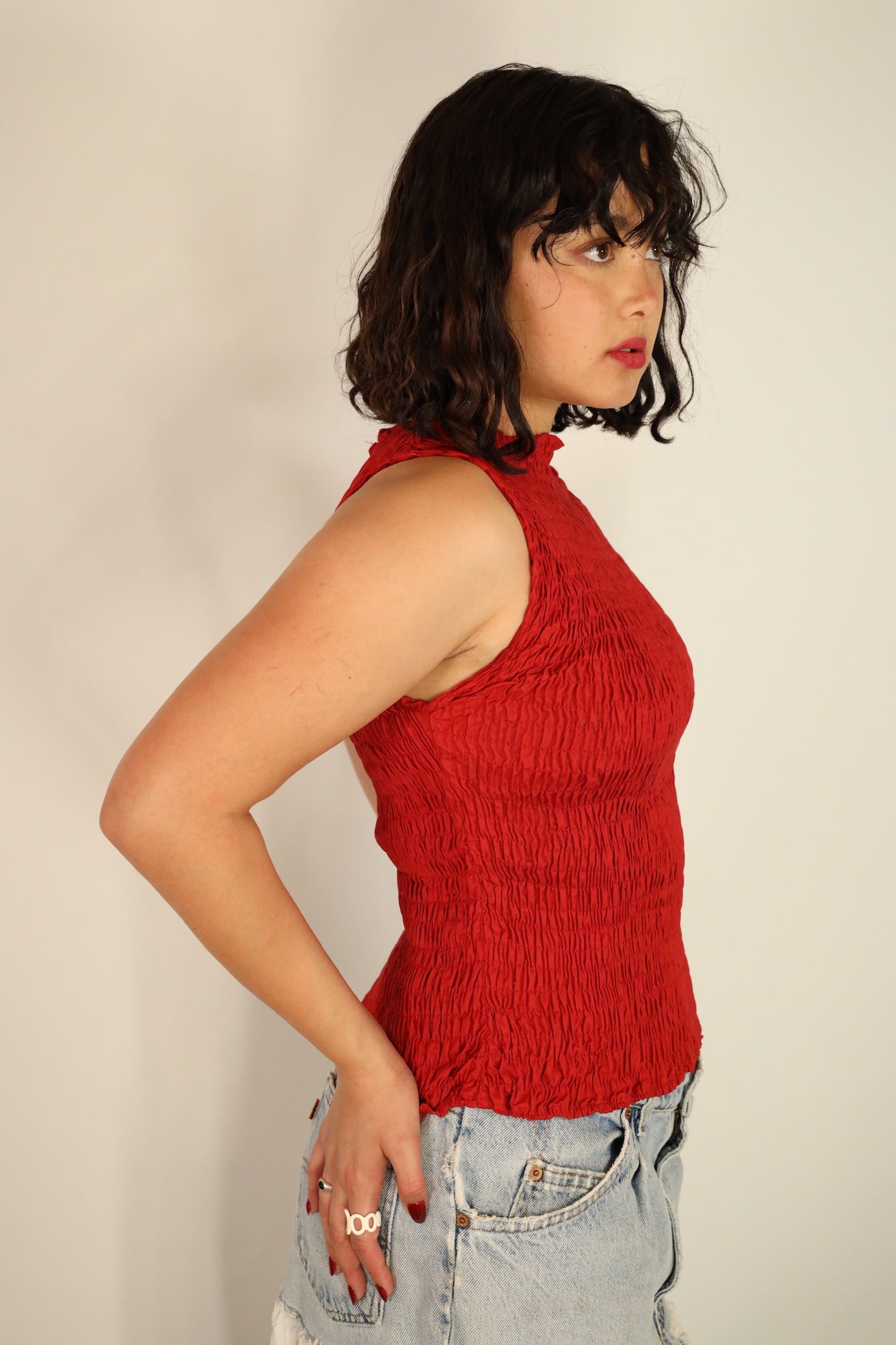 Red Smocked Top