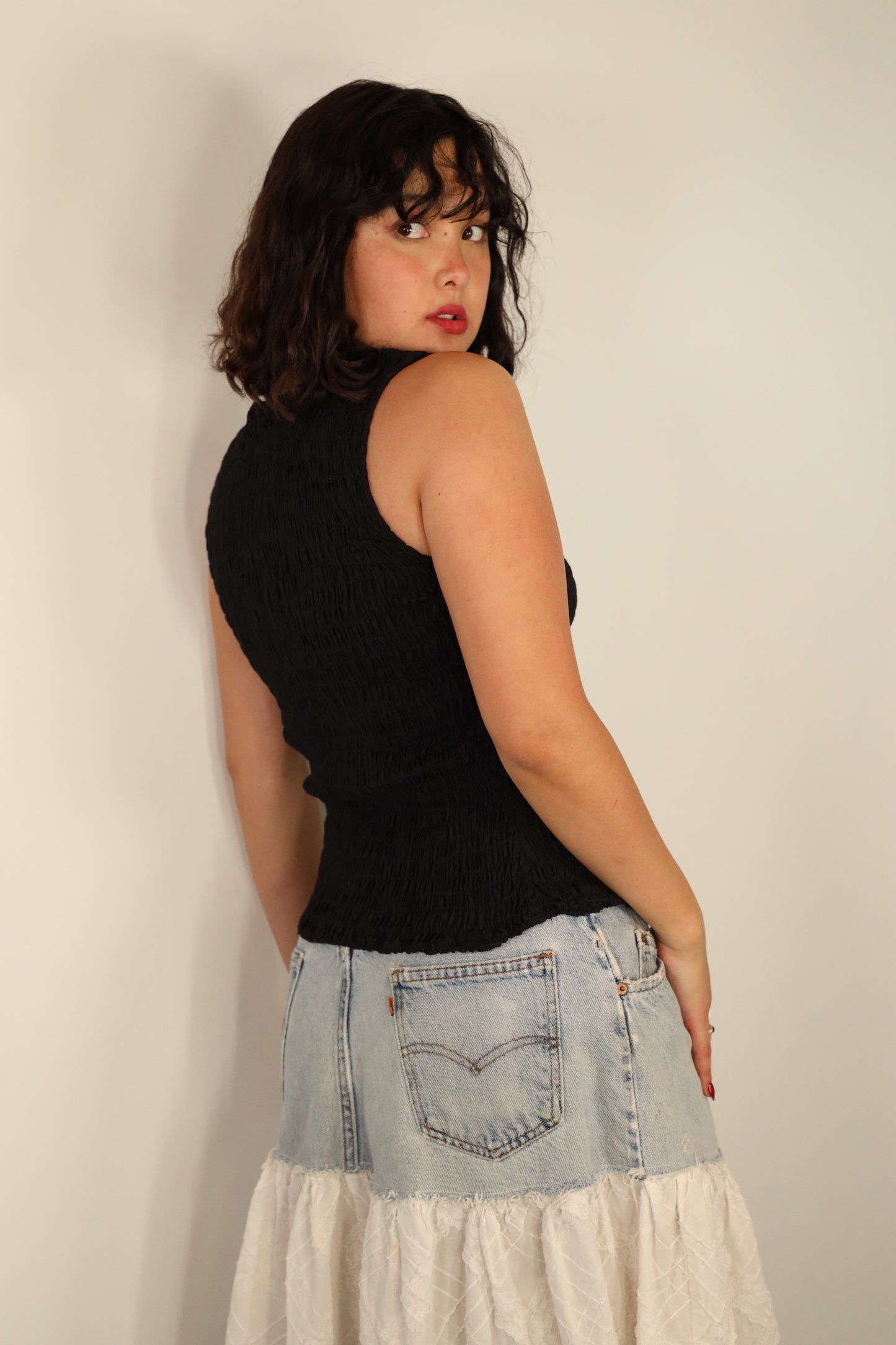 Black Smocked Top