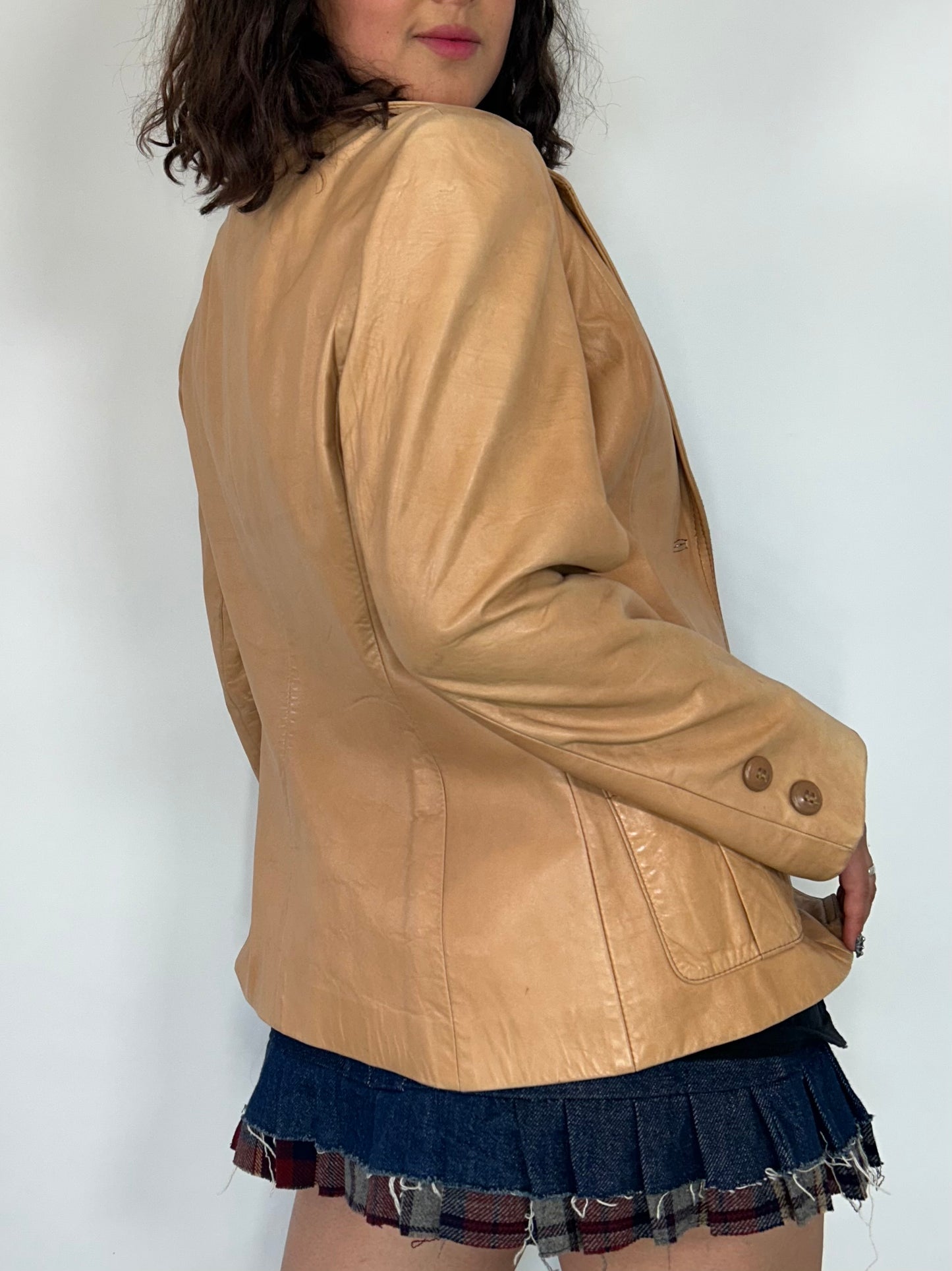 Vintage Tan Leather Blazer