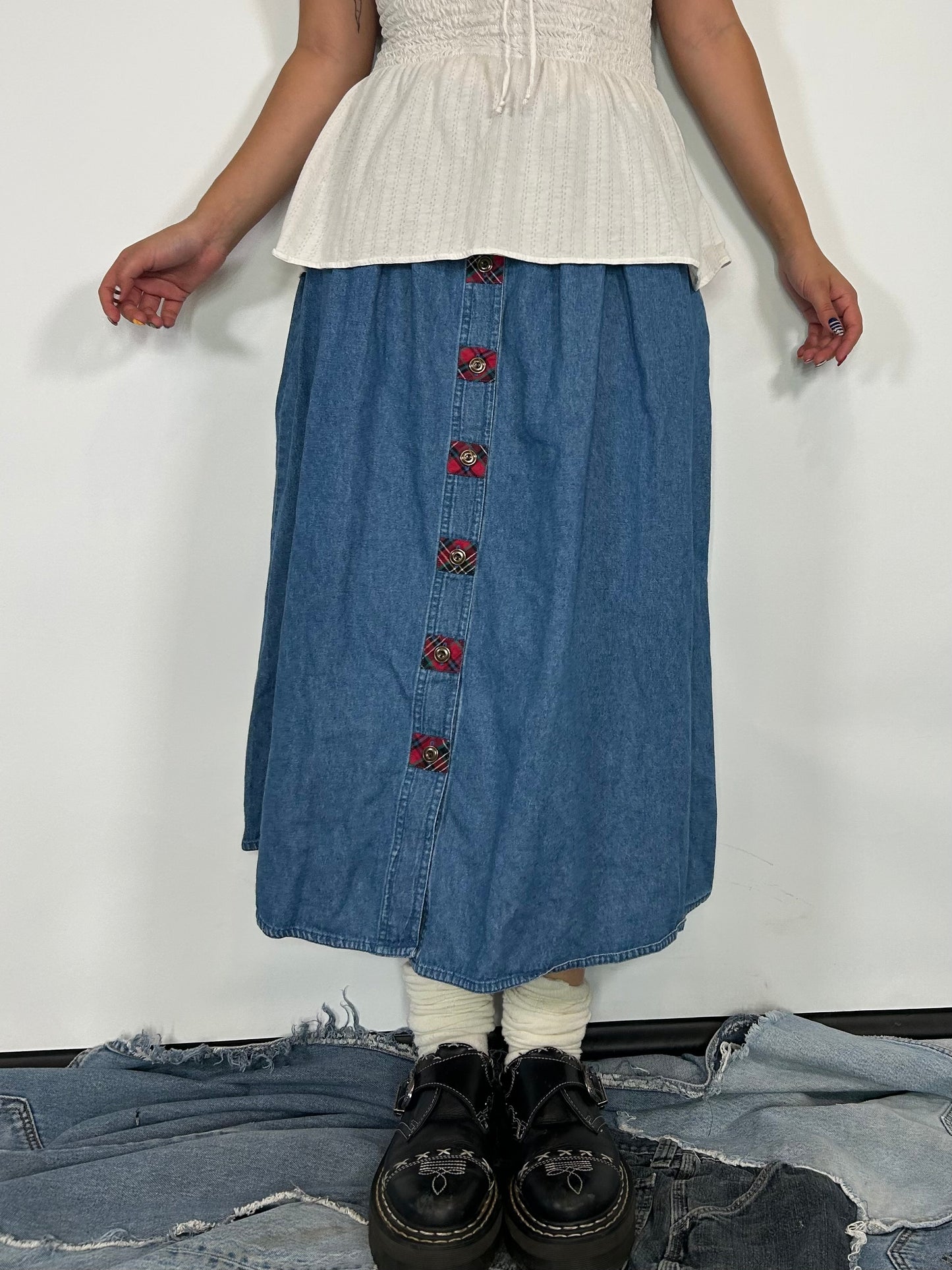 Vintage Denim Flowy skirt