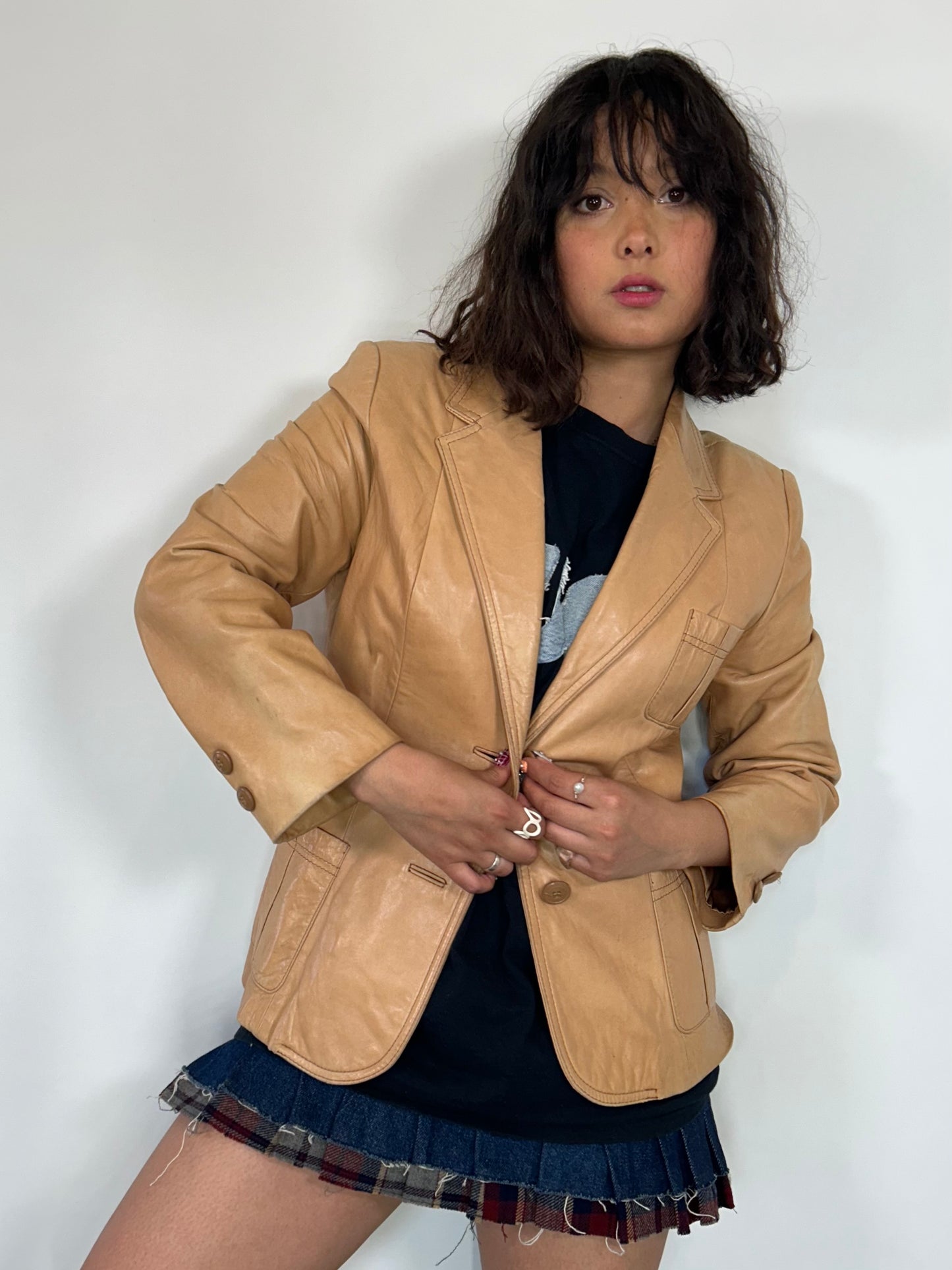 Vintage Tan Leather Blazer