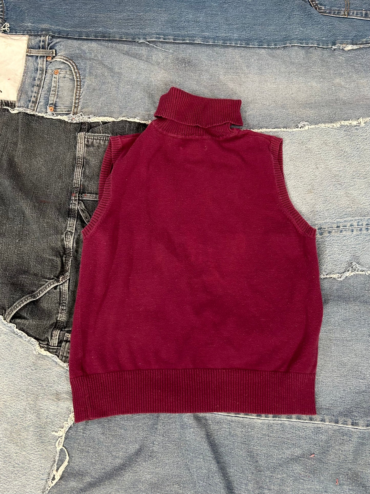 Vintage Red & Pink Sleeveless Turtleneck