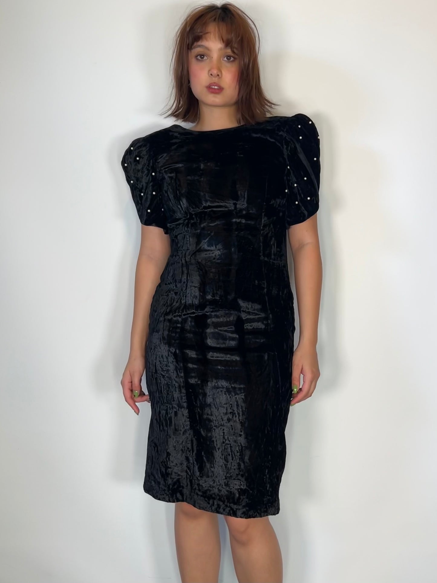 Vintage 80s Pearly Velvet Dress