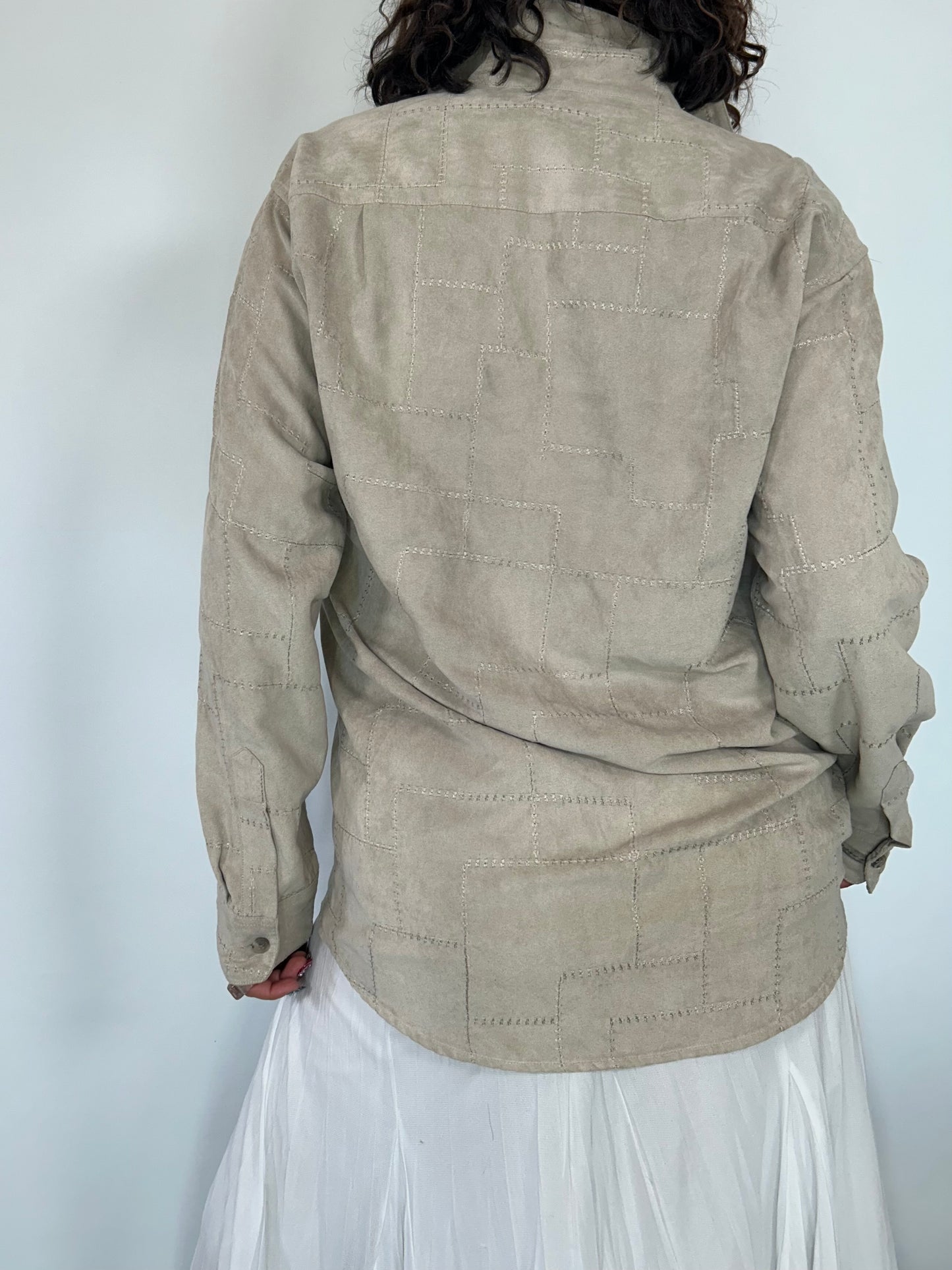 Tan Patchwork Button-up