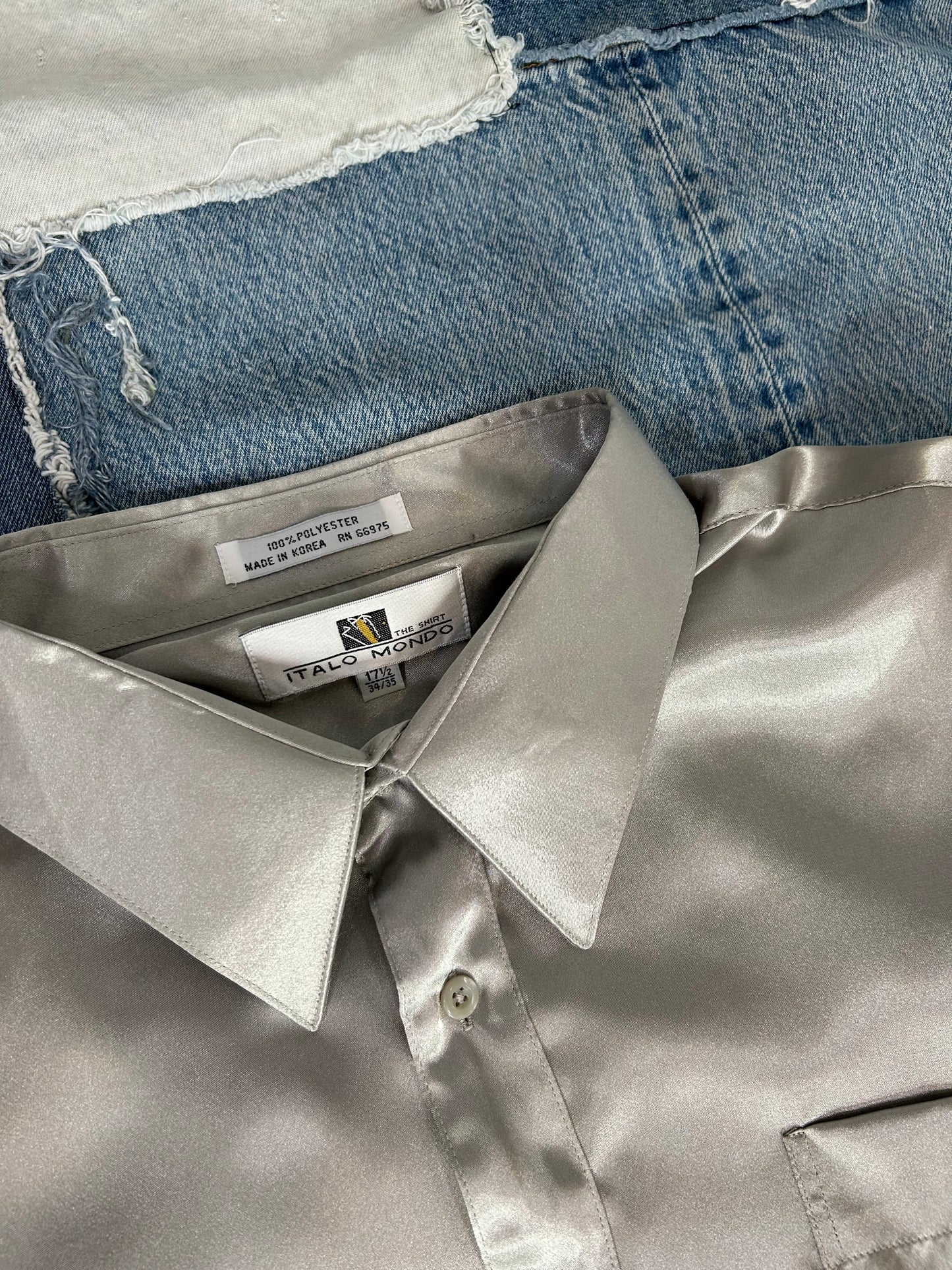 Vintage silky silver button up