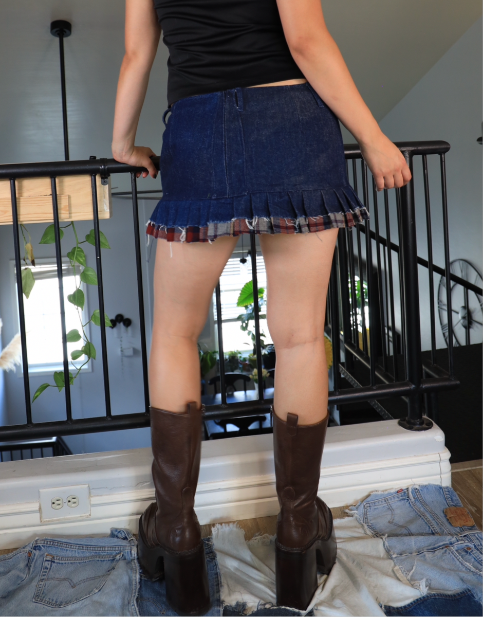 Denim and Plaid Raw Mini