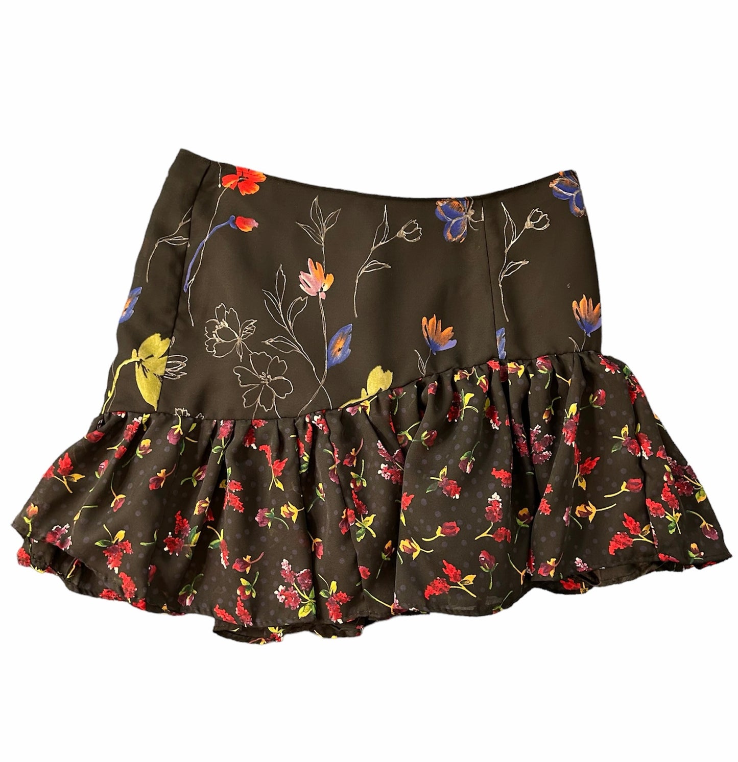 Midnight Floral Asymmetrical Skirt