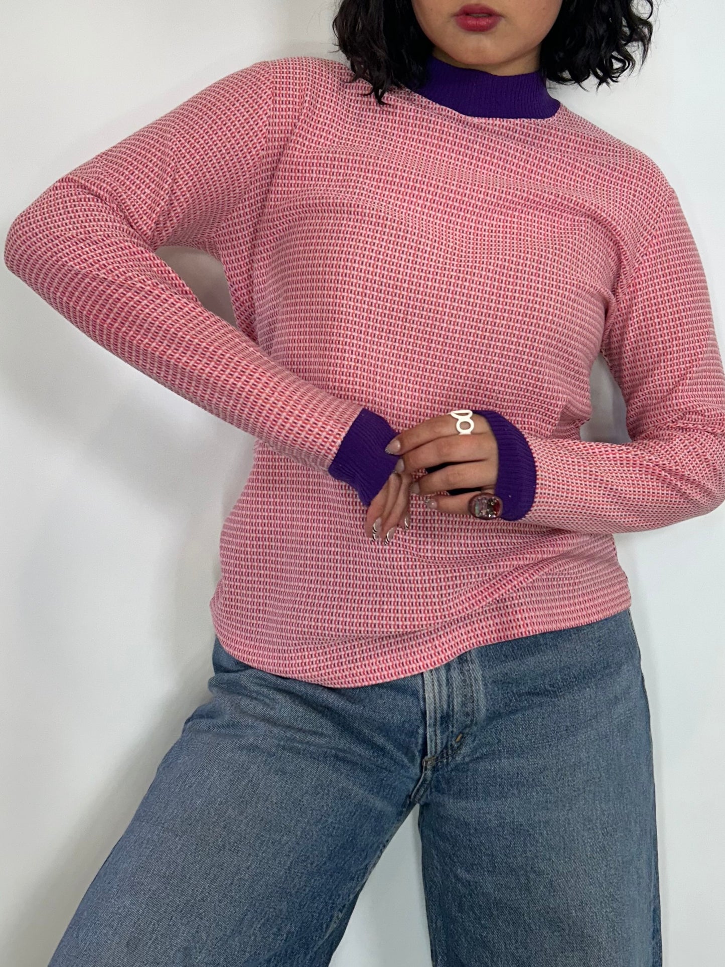 Vintage Pink & Purple Mock neck