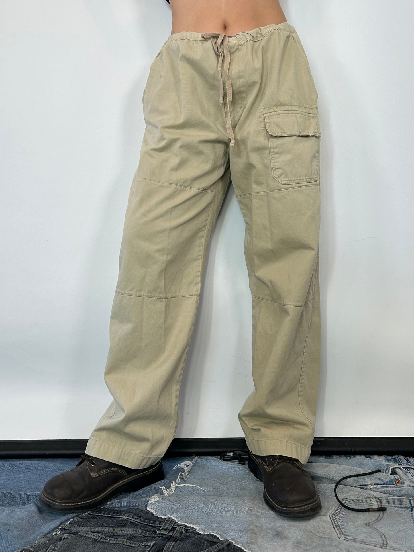 Khaki Drawstring Cargos