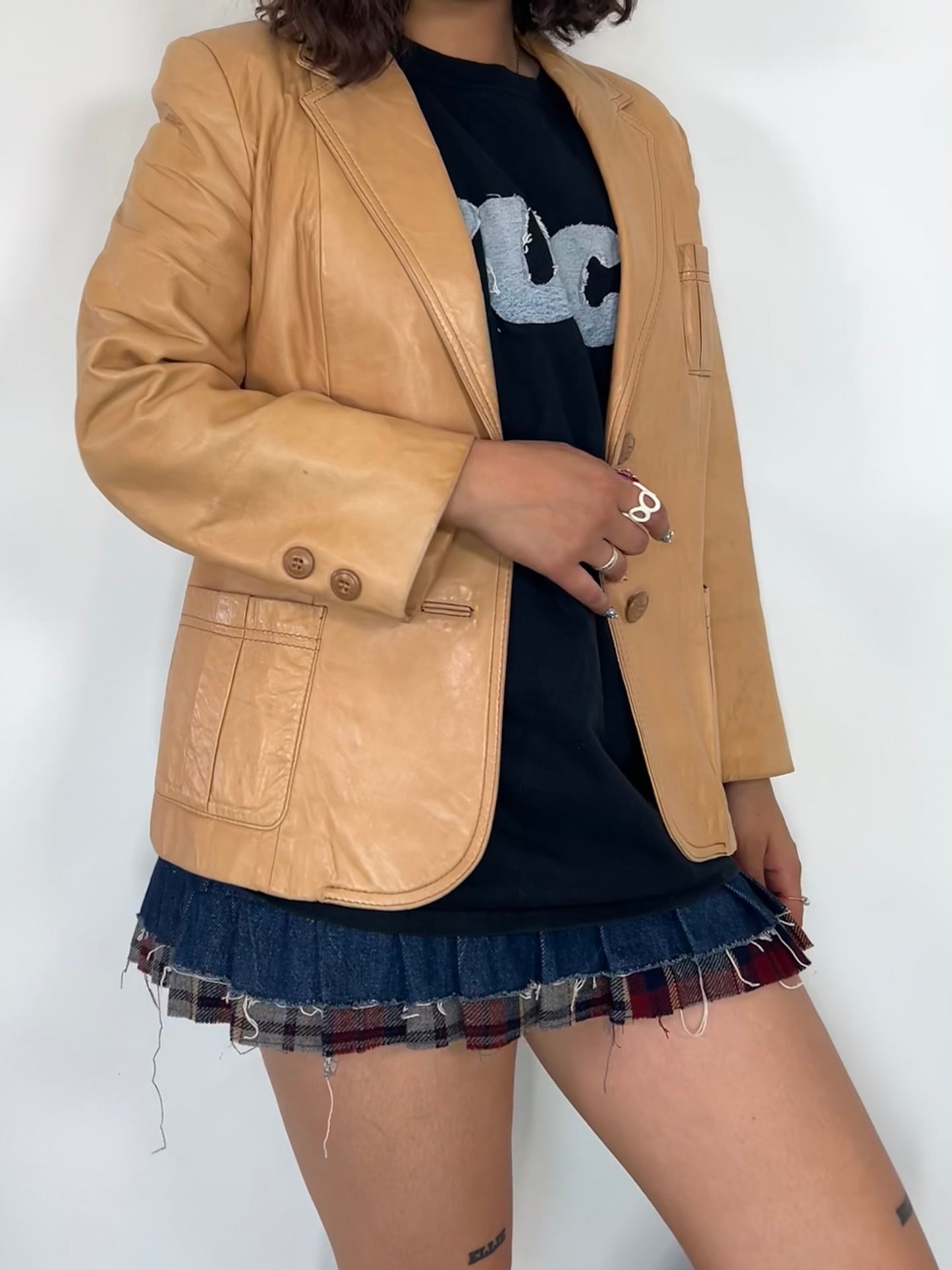 Vintage Tan Leather Blazer