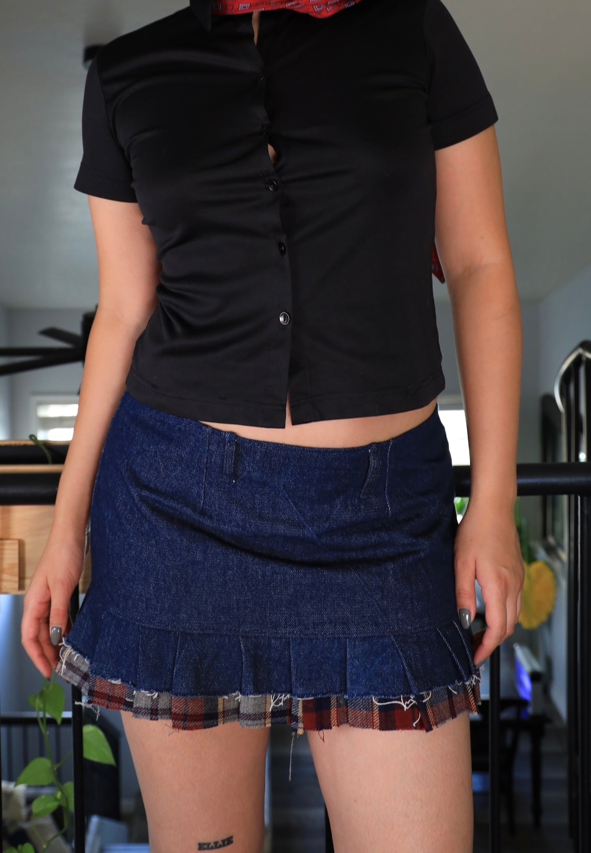 Denim and Plaid Raw Mini
