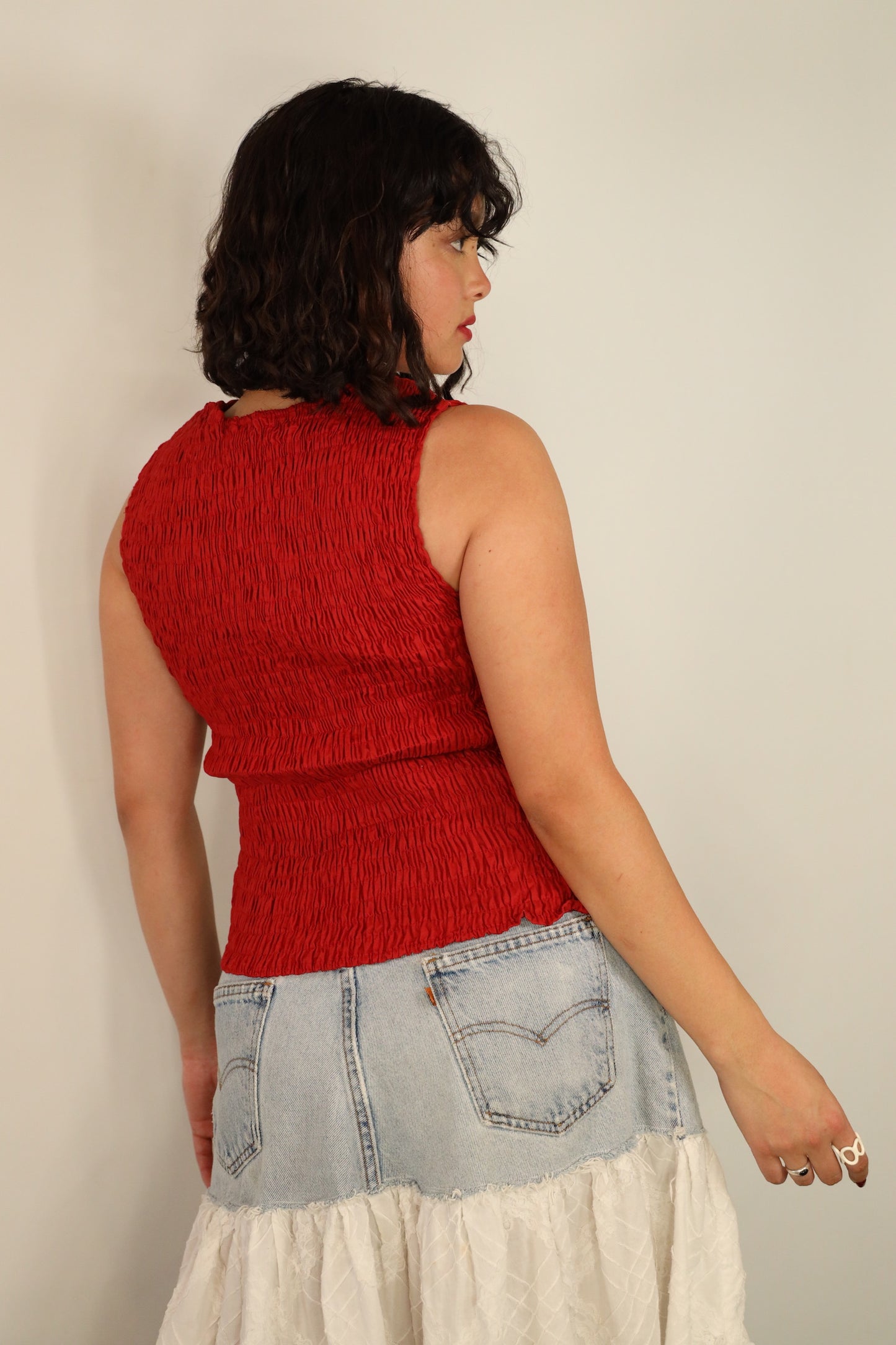 Red Smocked Top