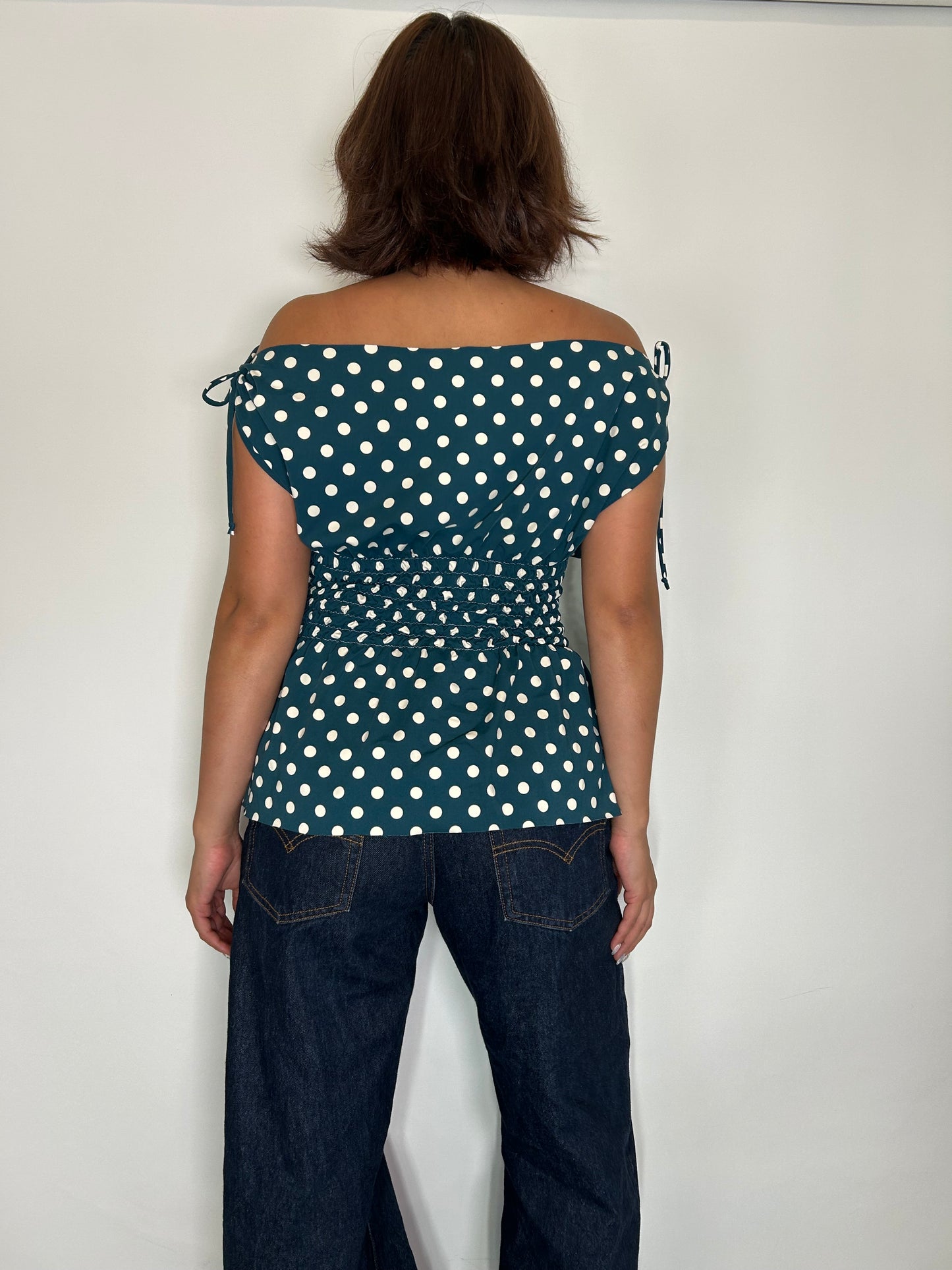 Dark Teal Polka Dot Siren Top