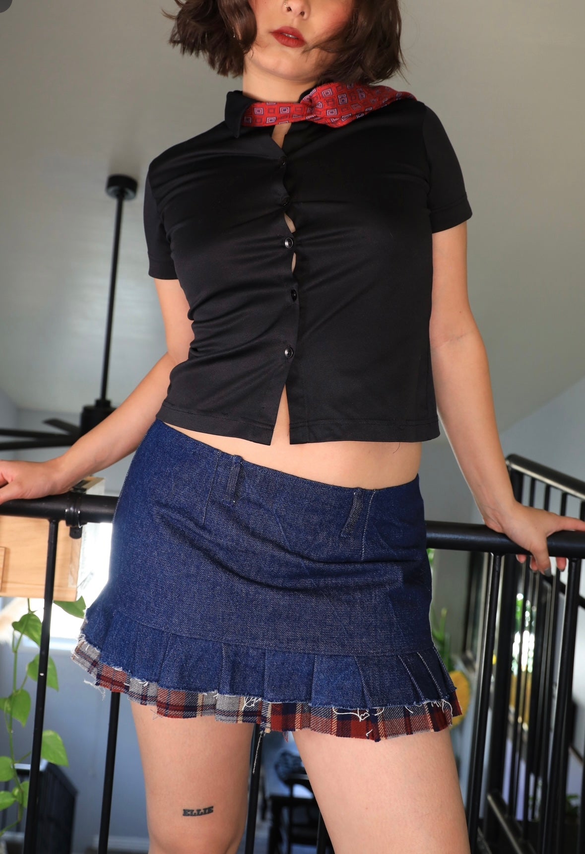 Denim and Plaid Raw Mini