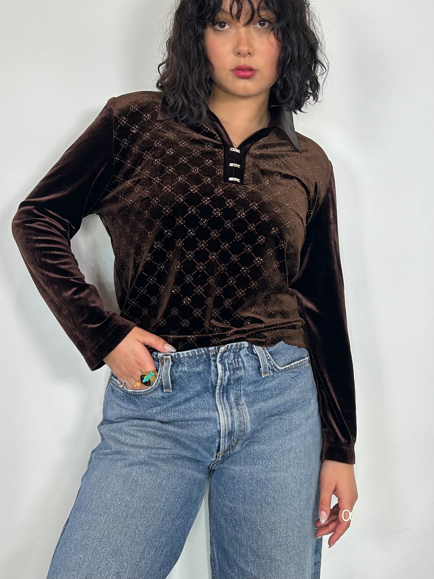 Vintage Brown Velvet Top