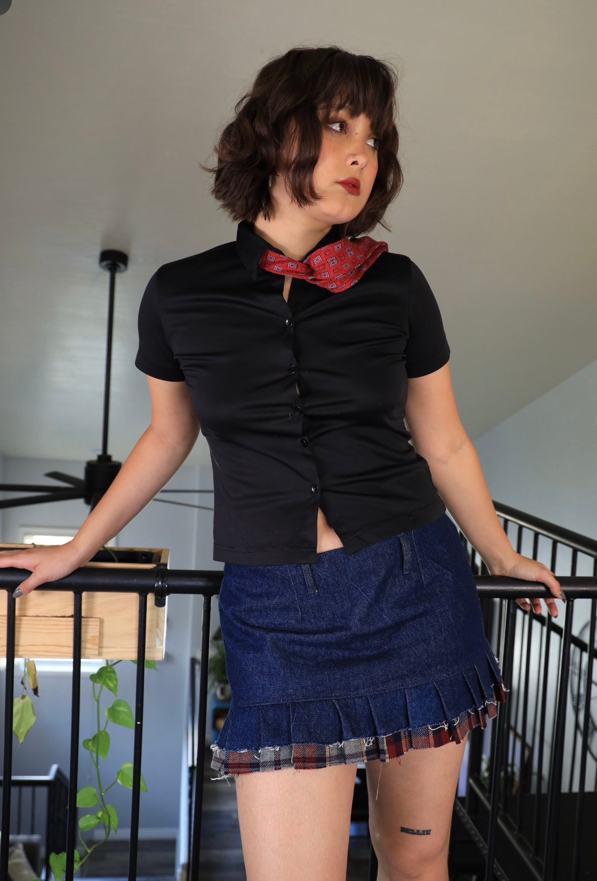Denim and Plaid Raw Mini