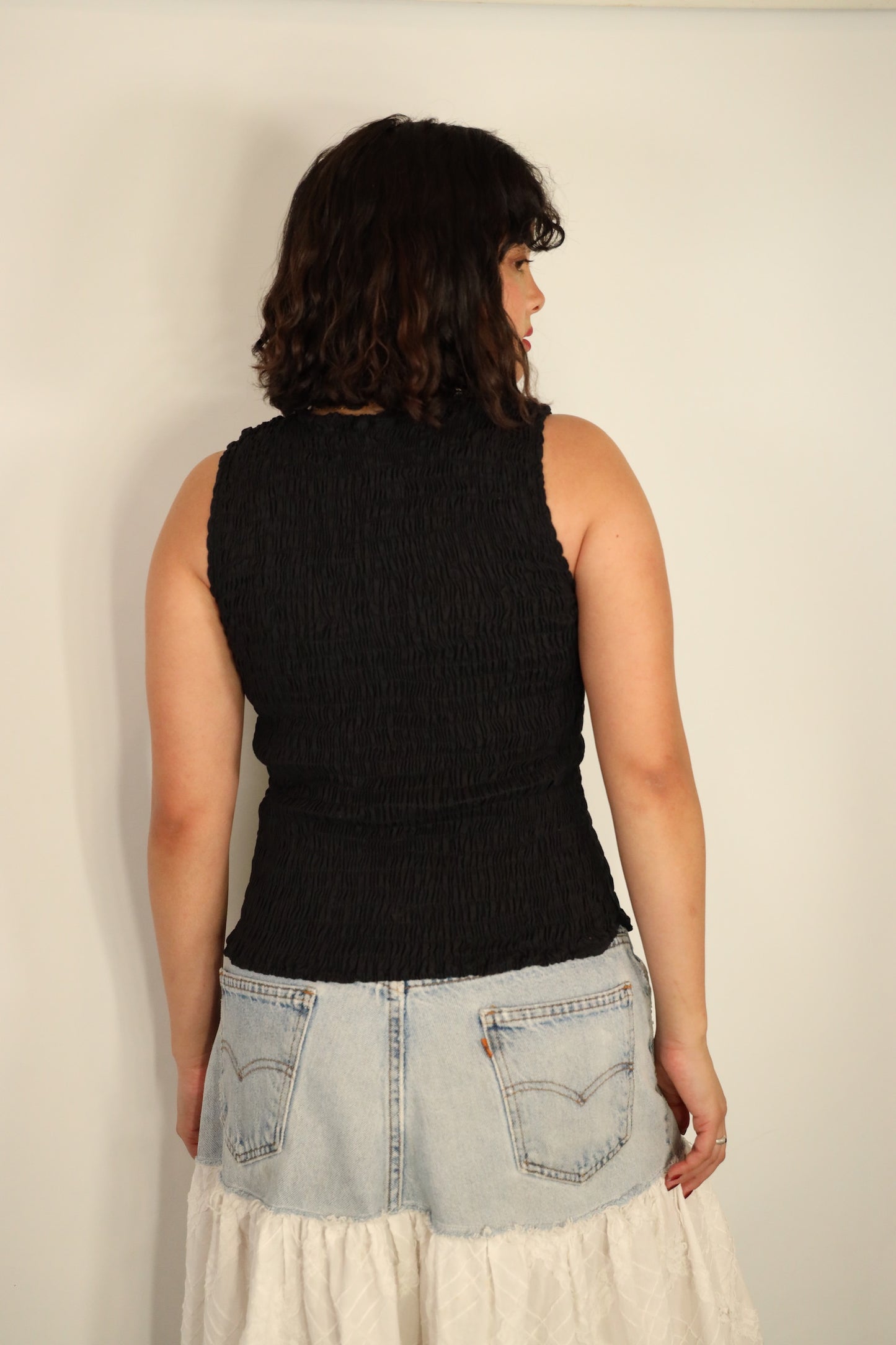 Black Smocked Top