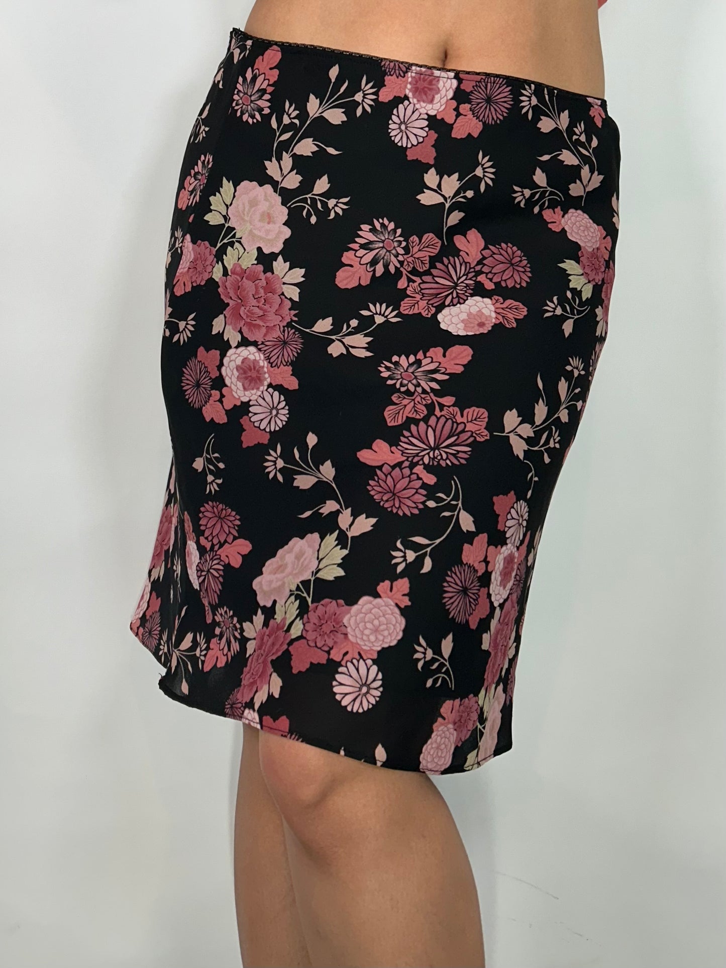 Floral Flowy Pink Midi Skirt