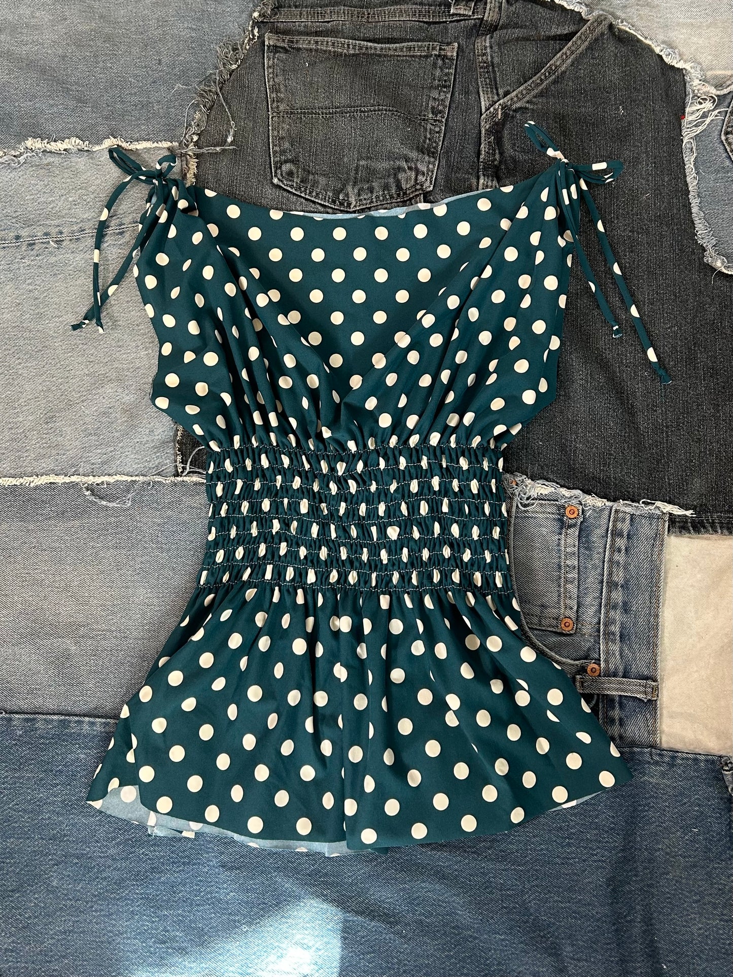 Dark Teal Polka Dot Siren Top