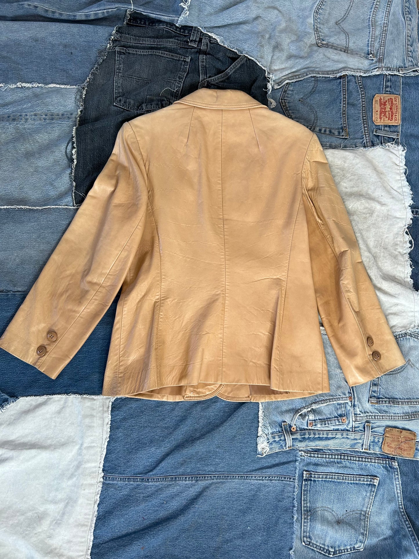 Vintage Tan Leather Blazer