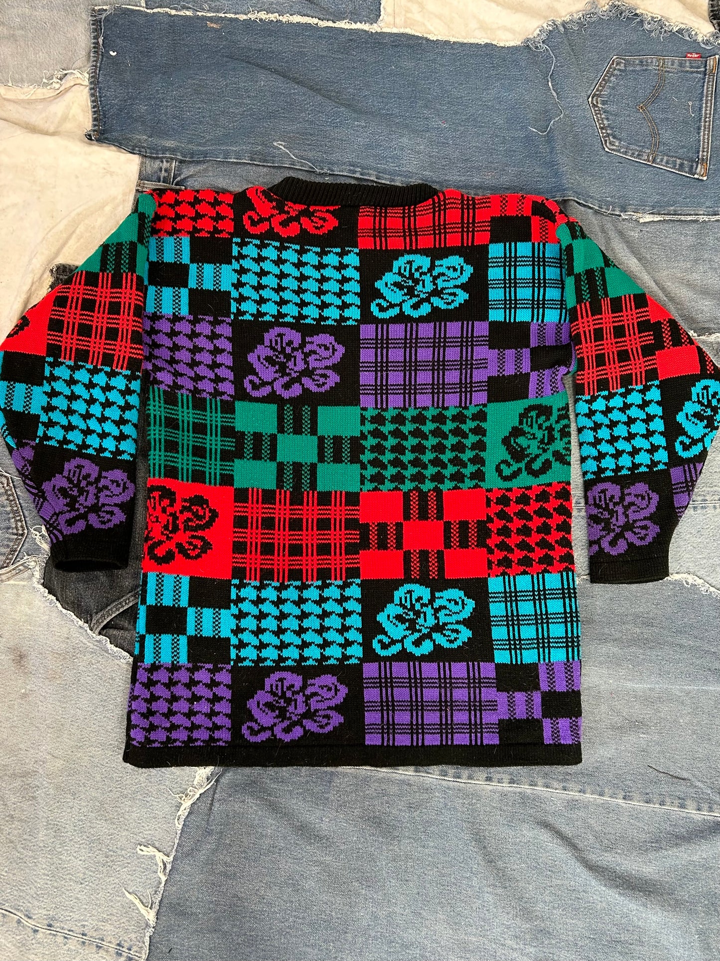 Vintage Color Block Patterned Sweater