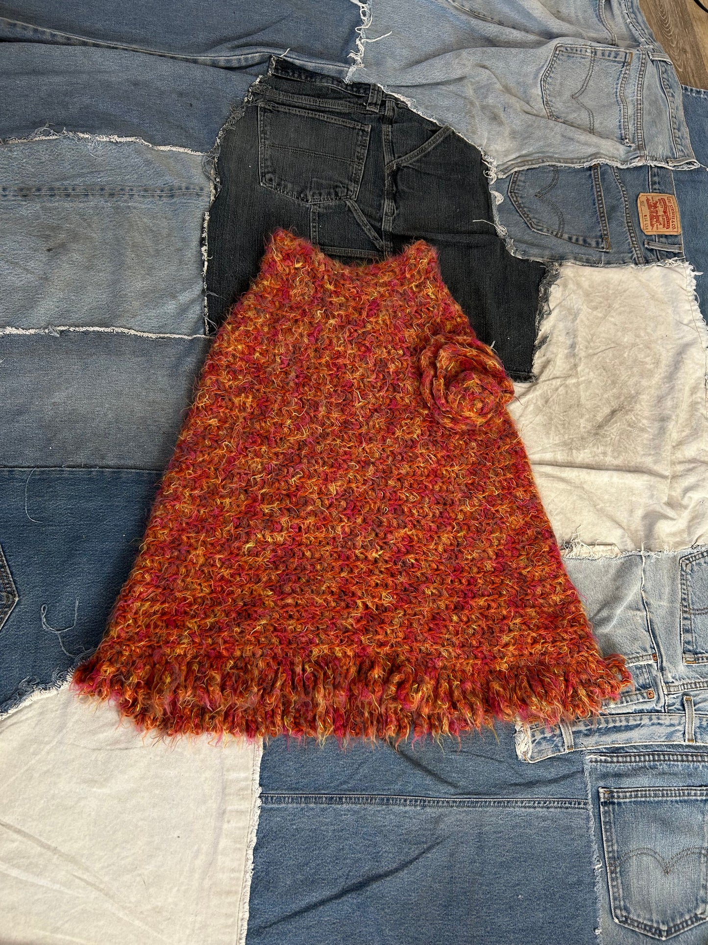 Multicolor Knit Poncho