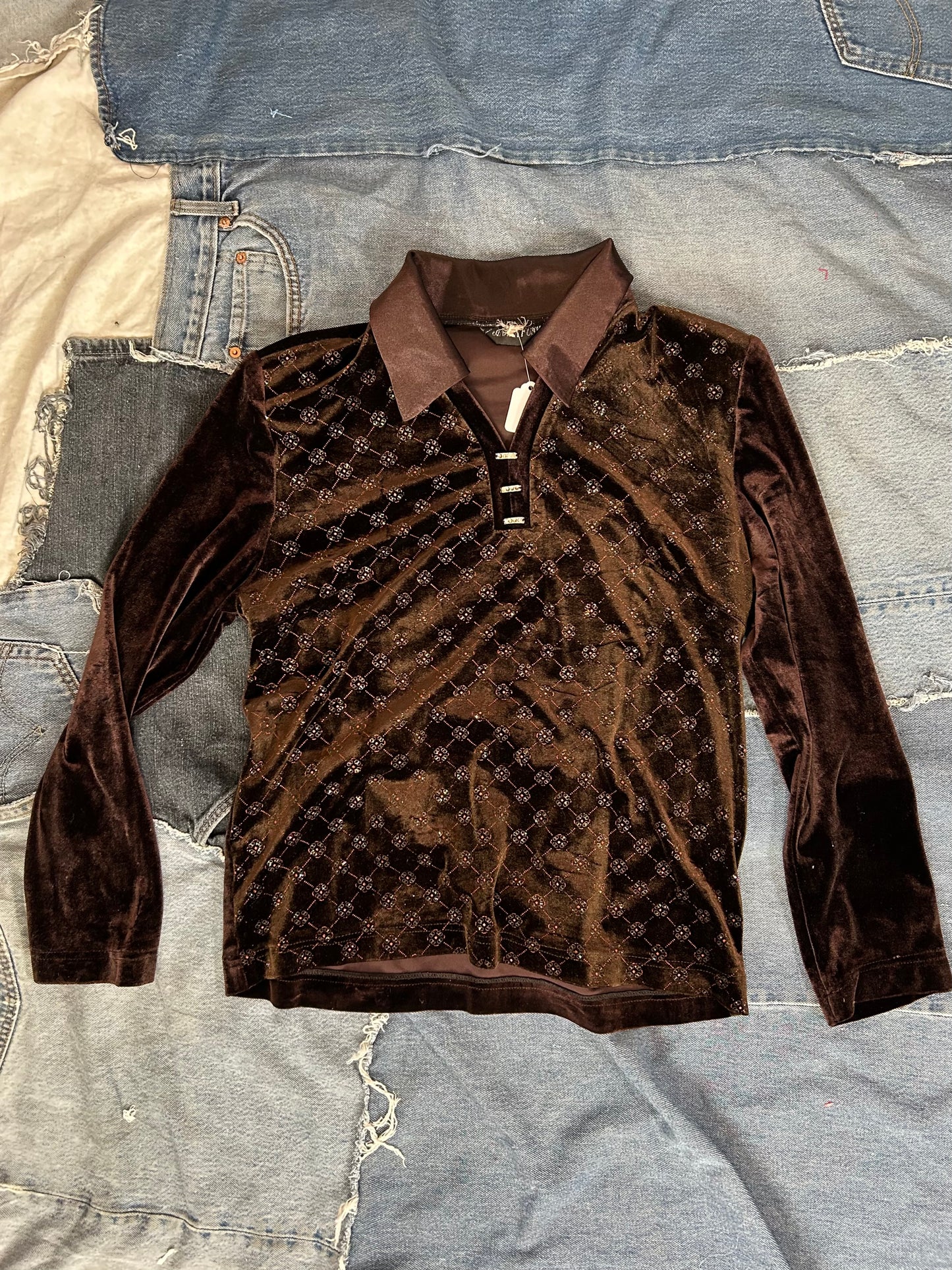 Vintage Brown Velvet Top