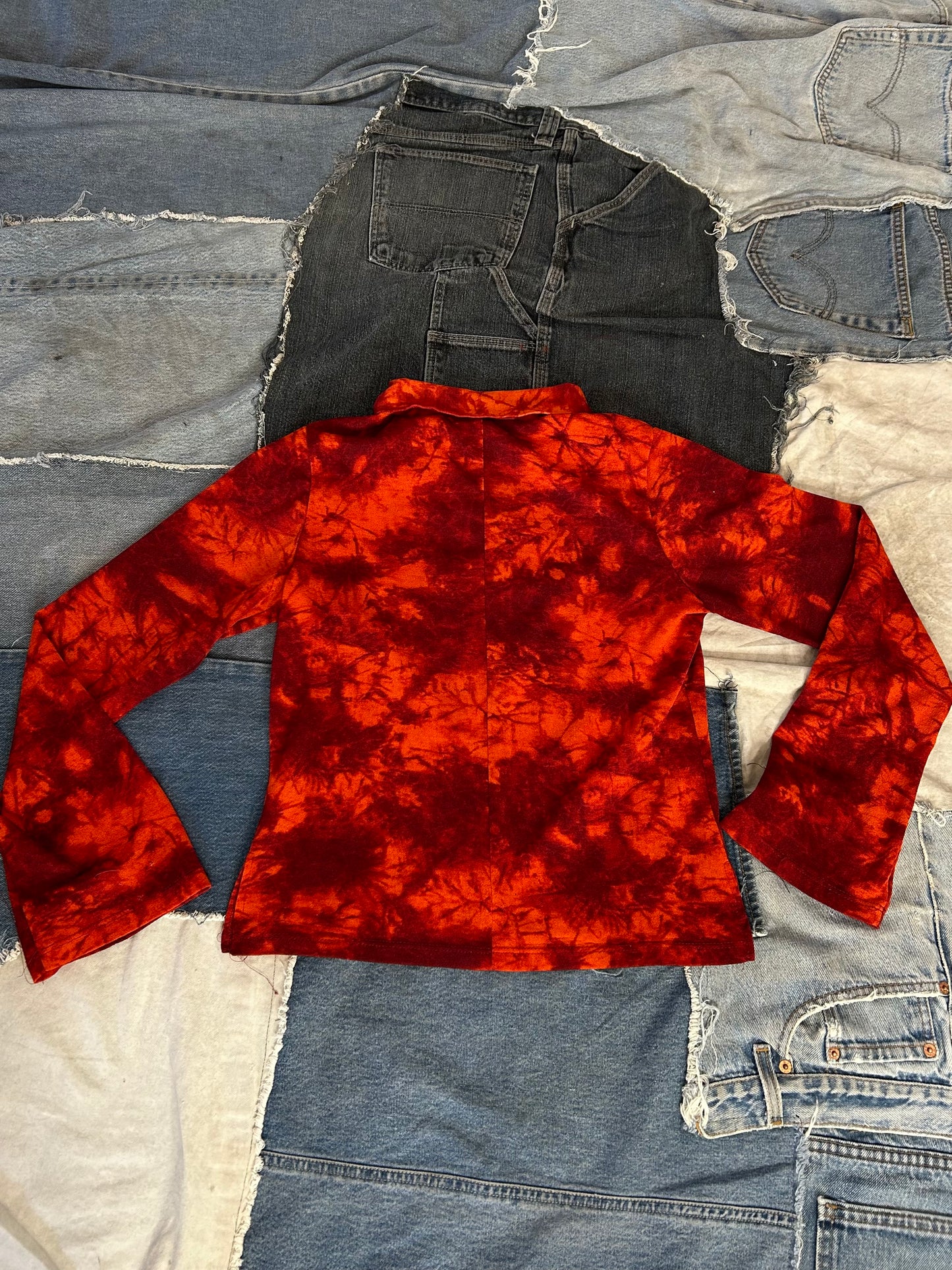 Vintage Red/Orange Bell Sleeve Top