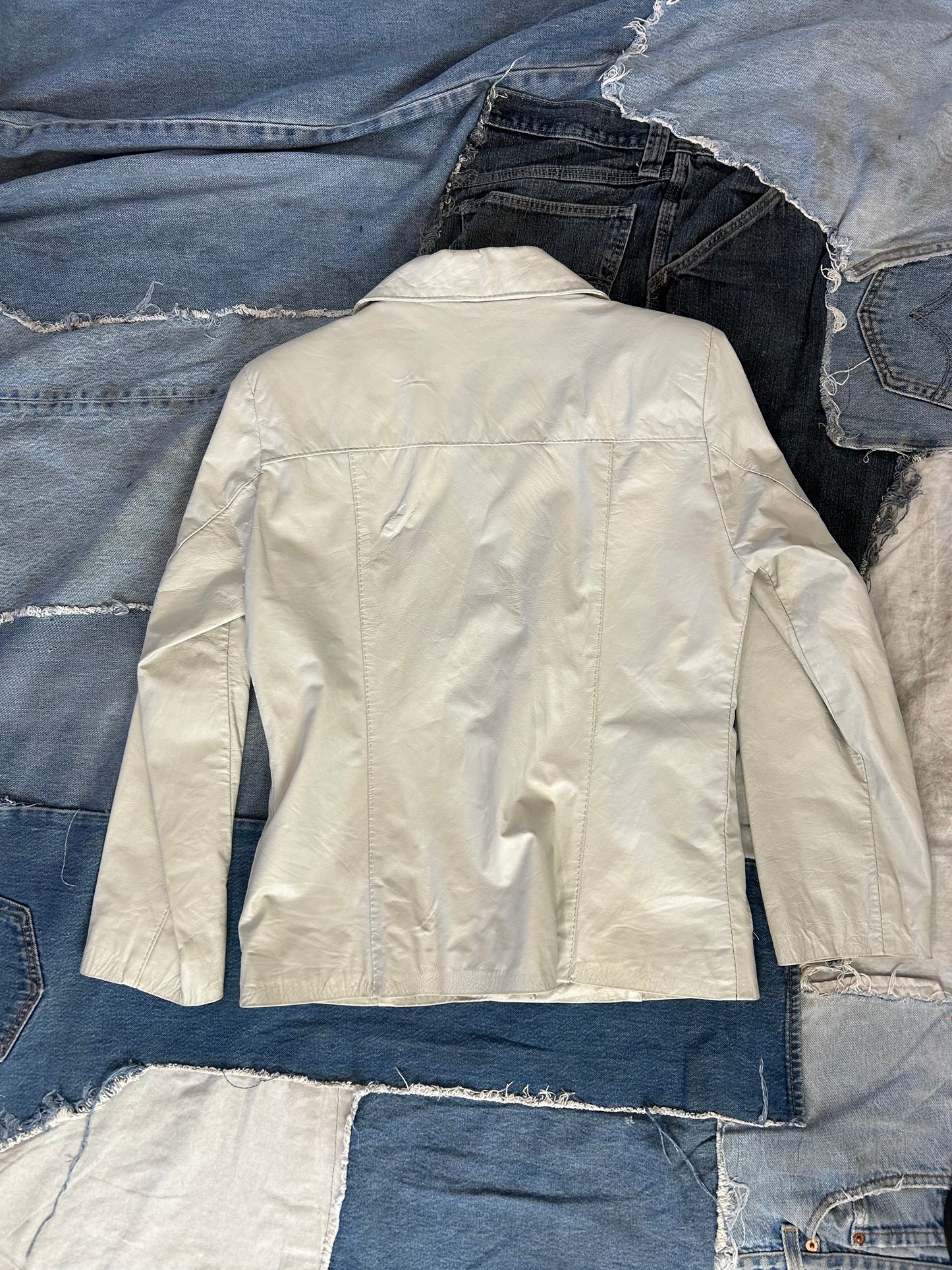 Vintage Cream Leather Jacket