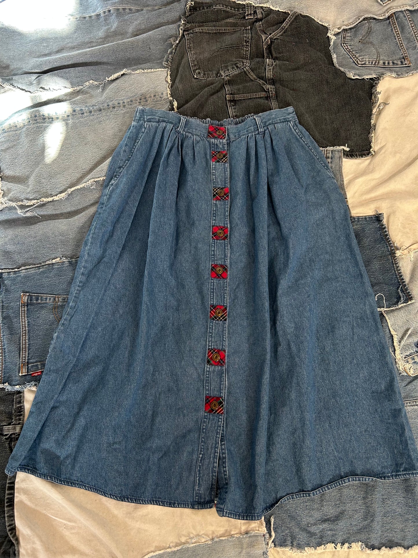 Vintage Denim Flowy skirt