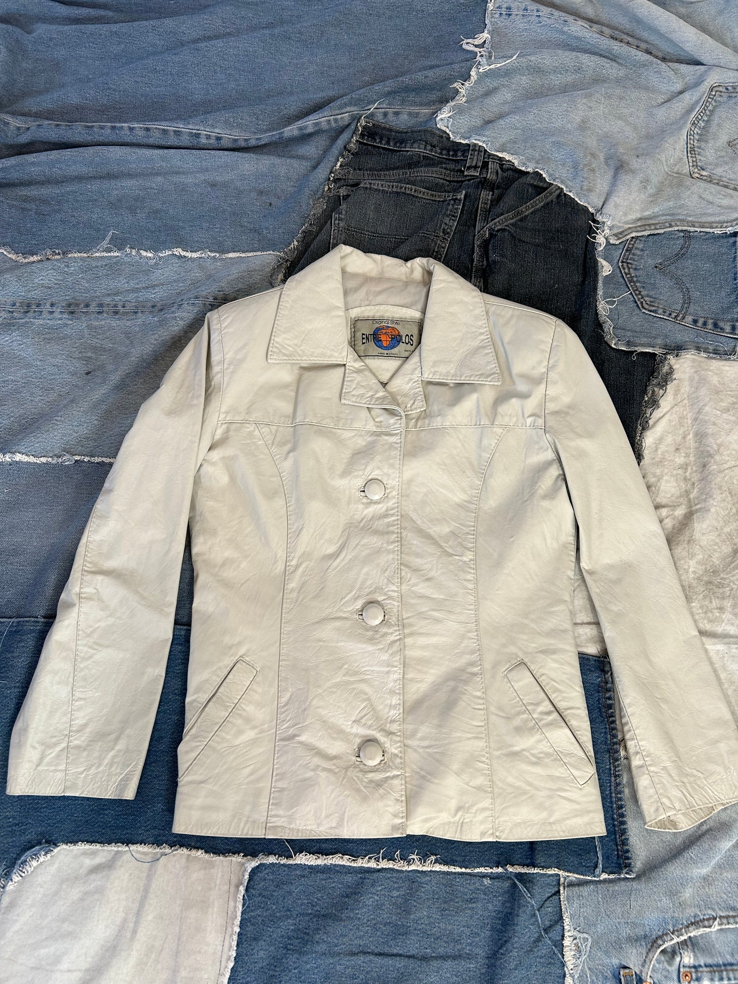 Vintage Cream Leather Jacket