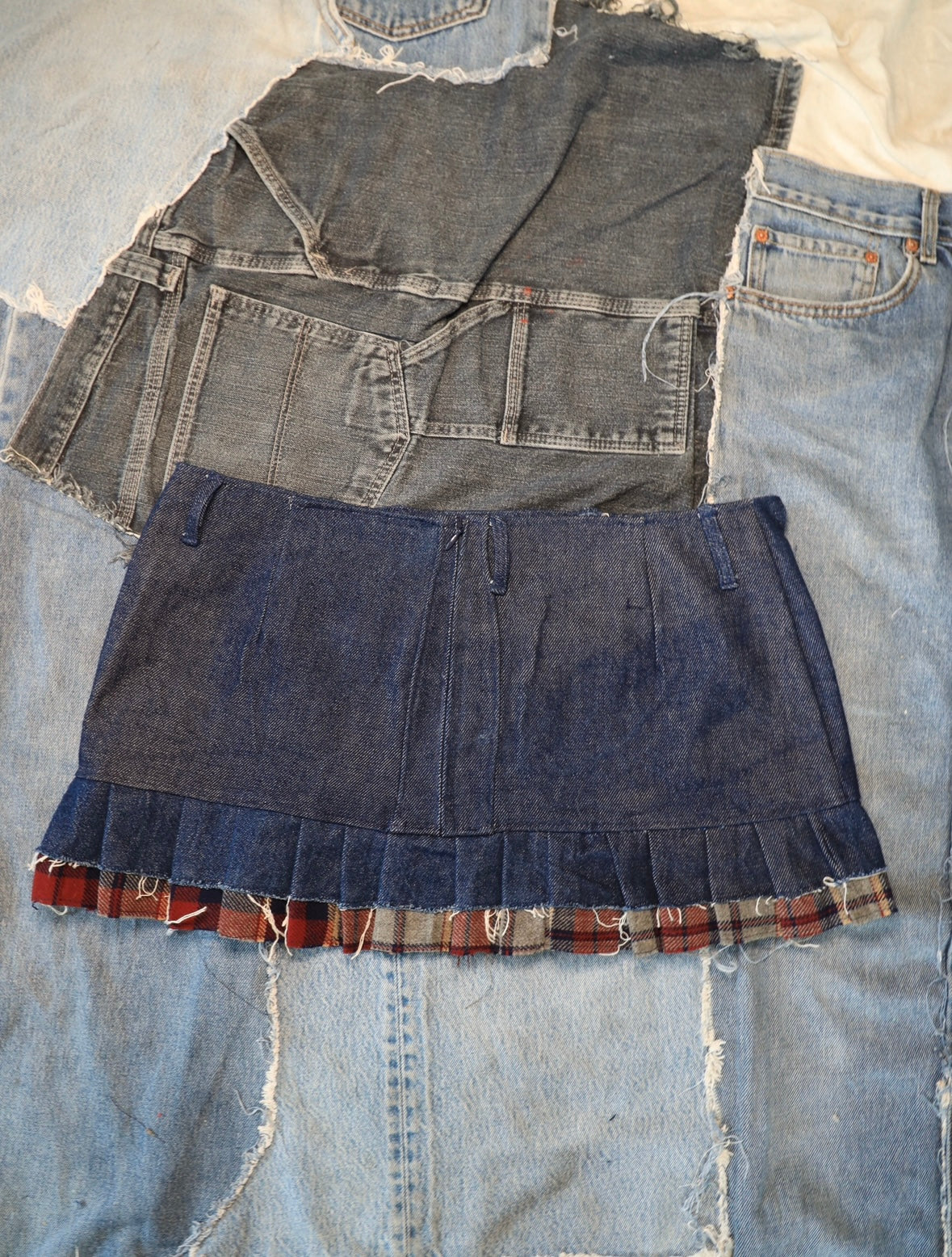 Denim and Plaid Raw Mini