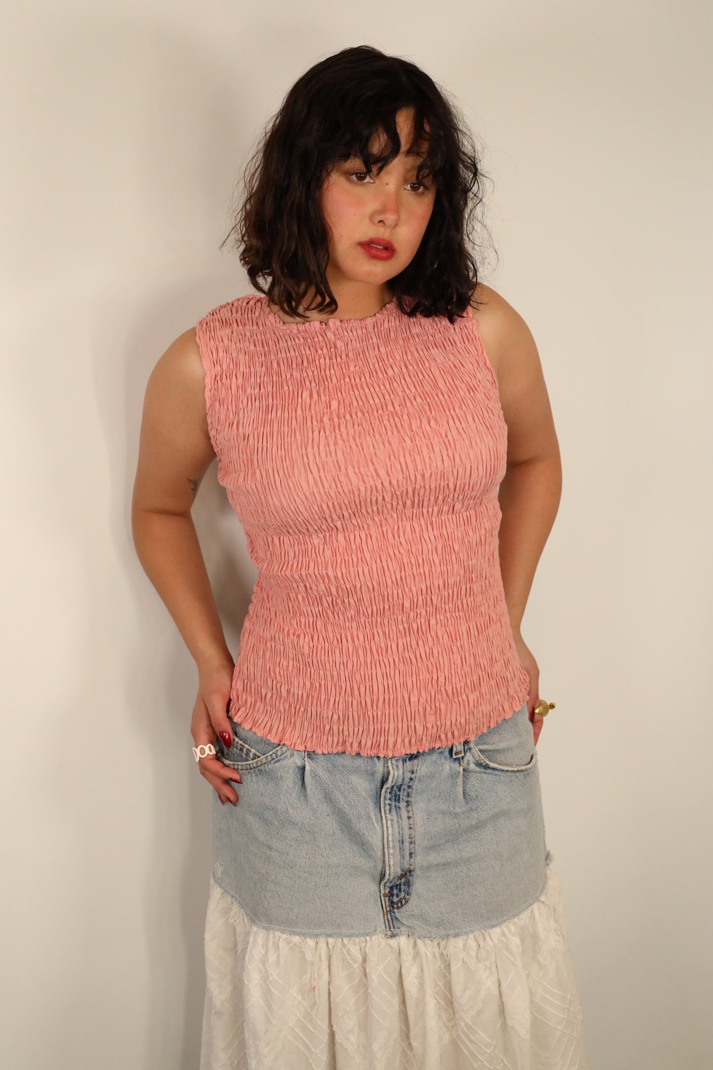 Dusty Pink Smocked Top