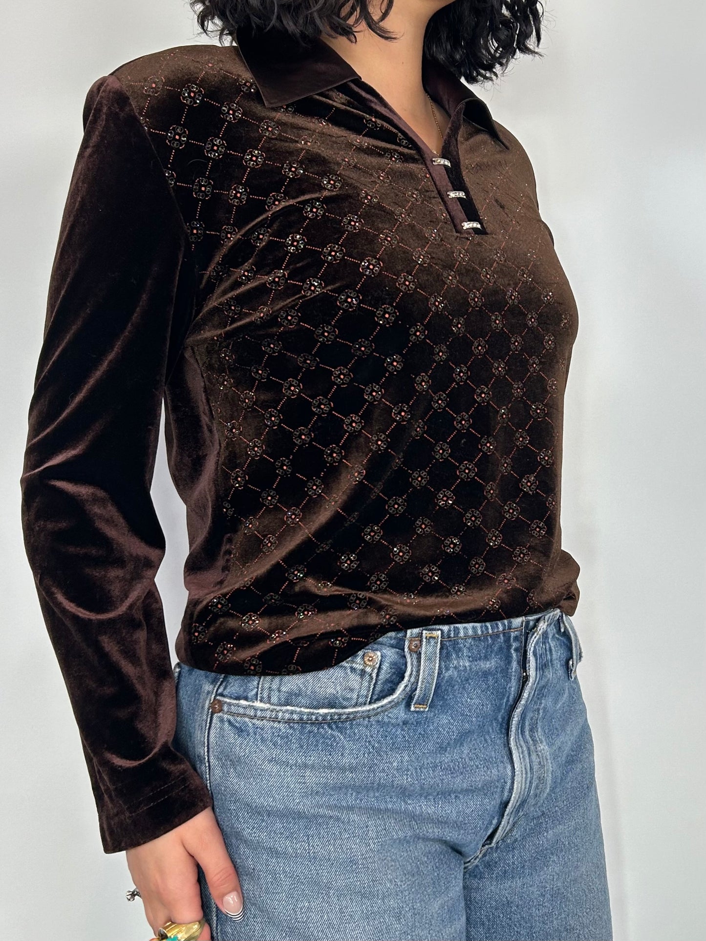 Vintage Brown Velvet Top