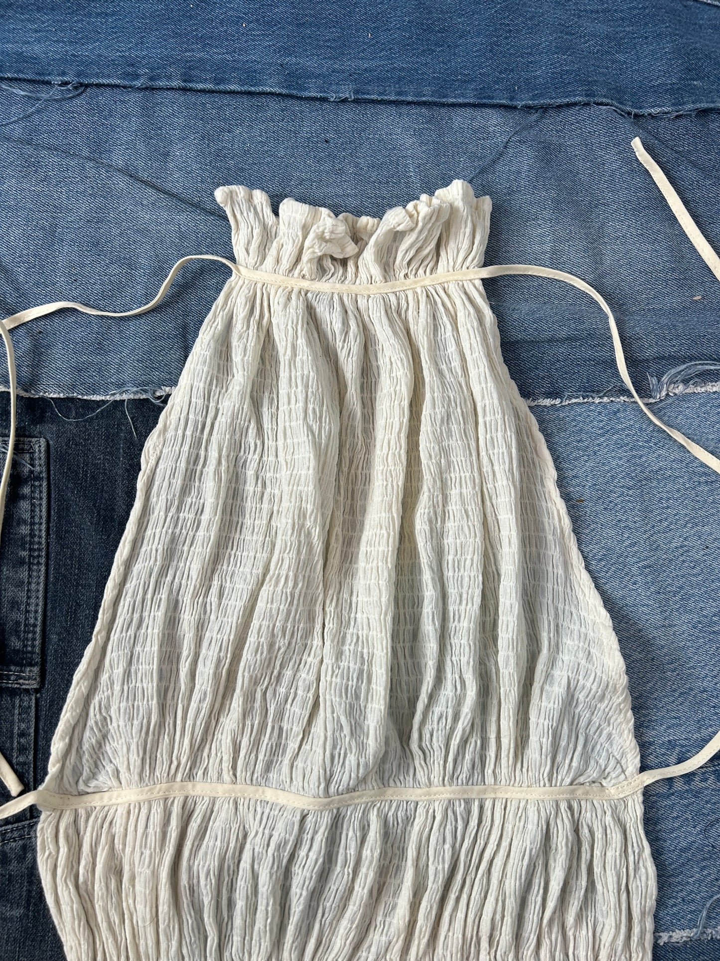 High Neck ruffle Tie Top