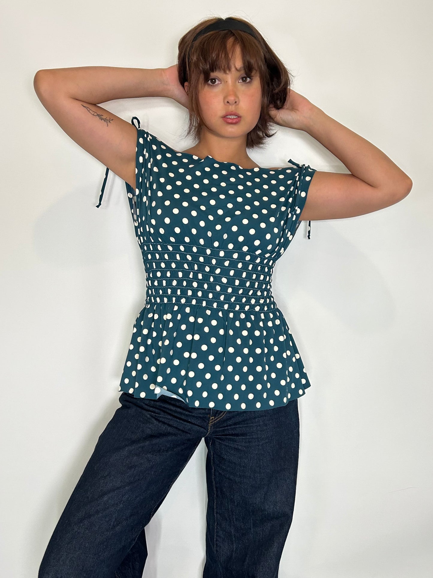 Dark Teal Polka Dot Siren Top