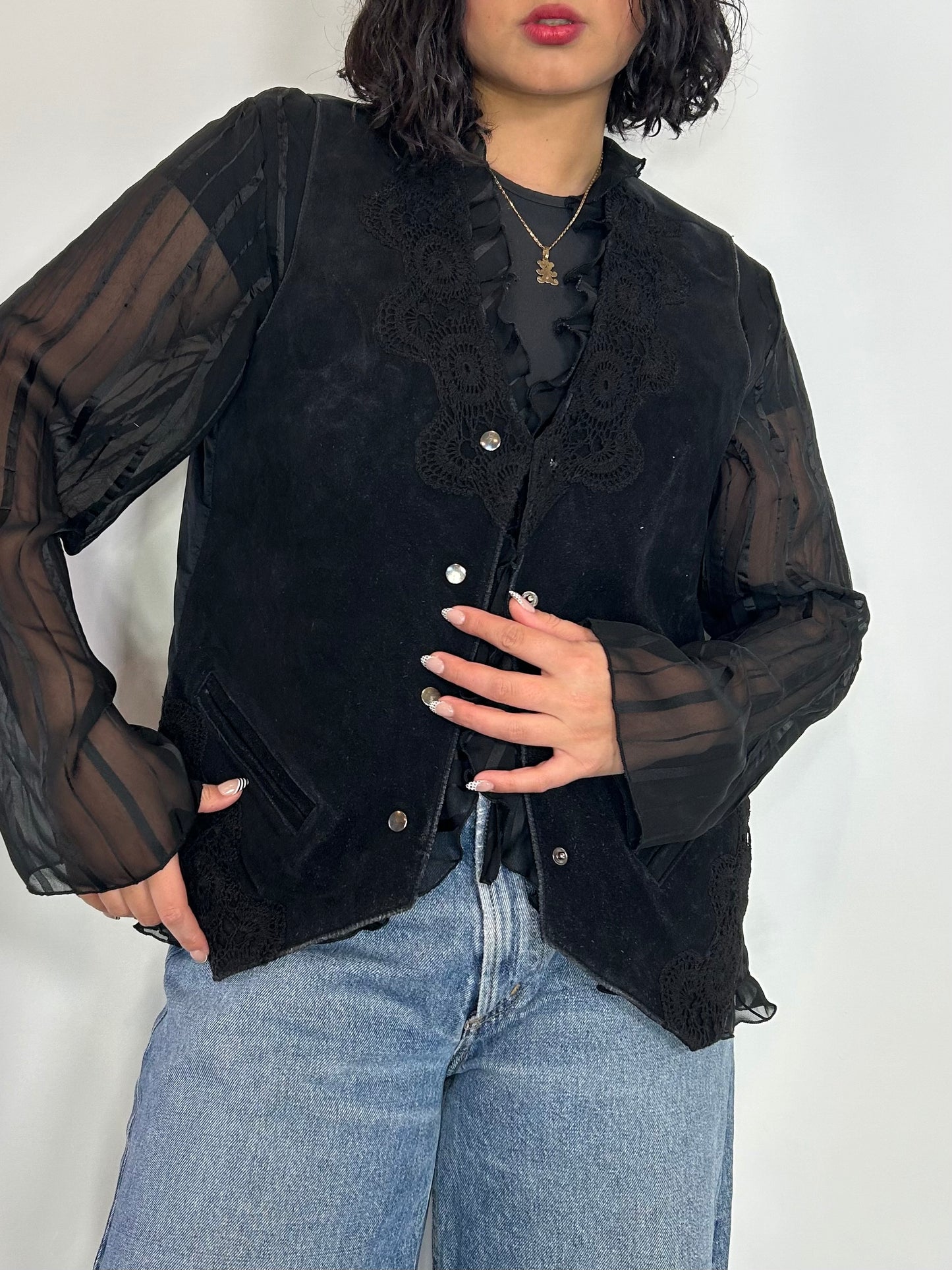 Vintage Black Suede Vest