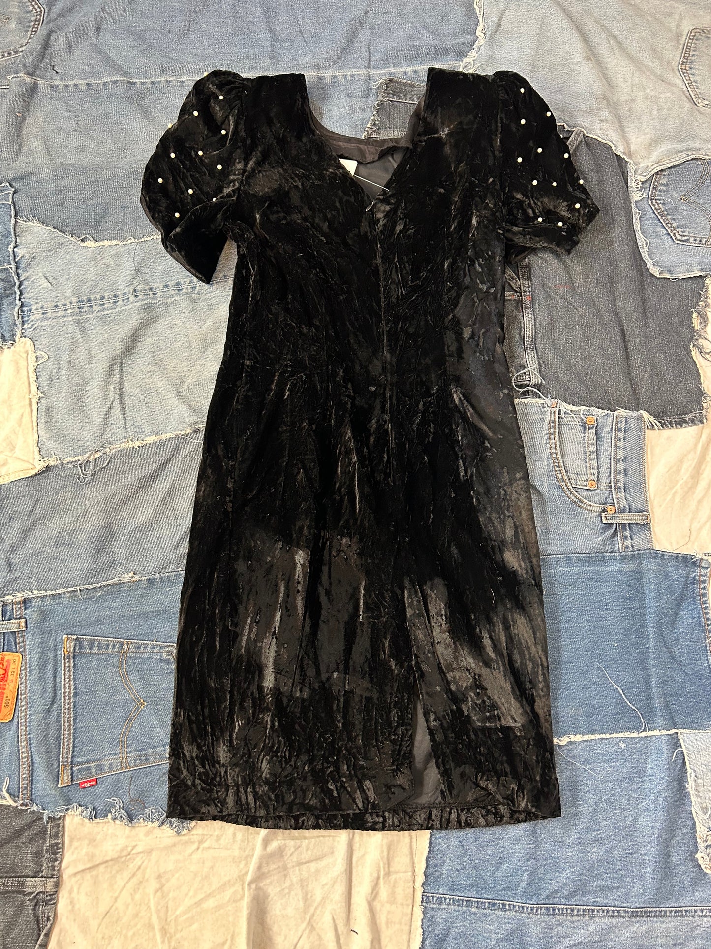 Vintage 80s Pearly Velvet Dress