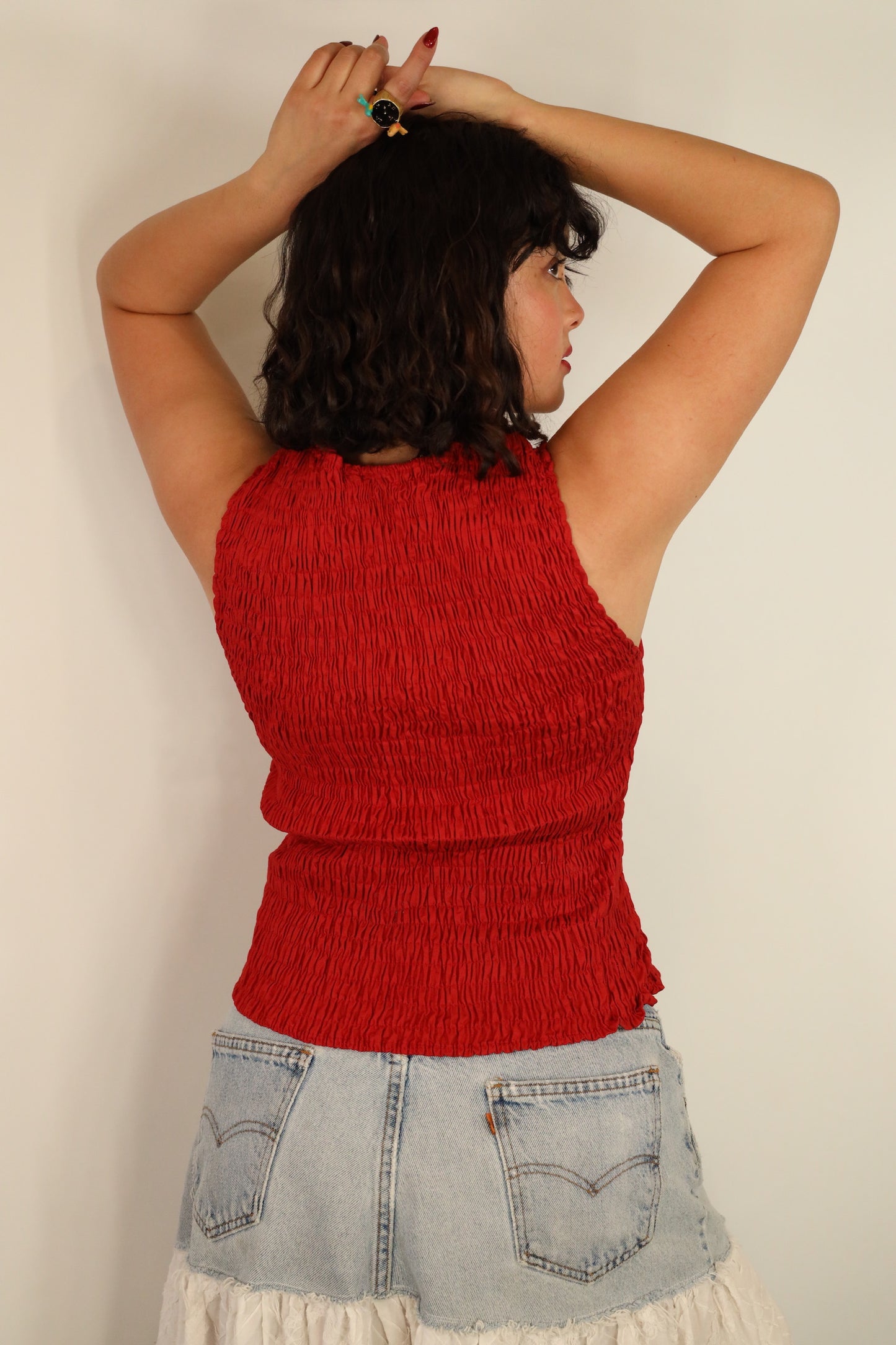 Red Smocked Top