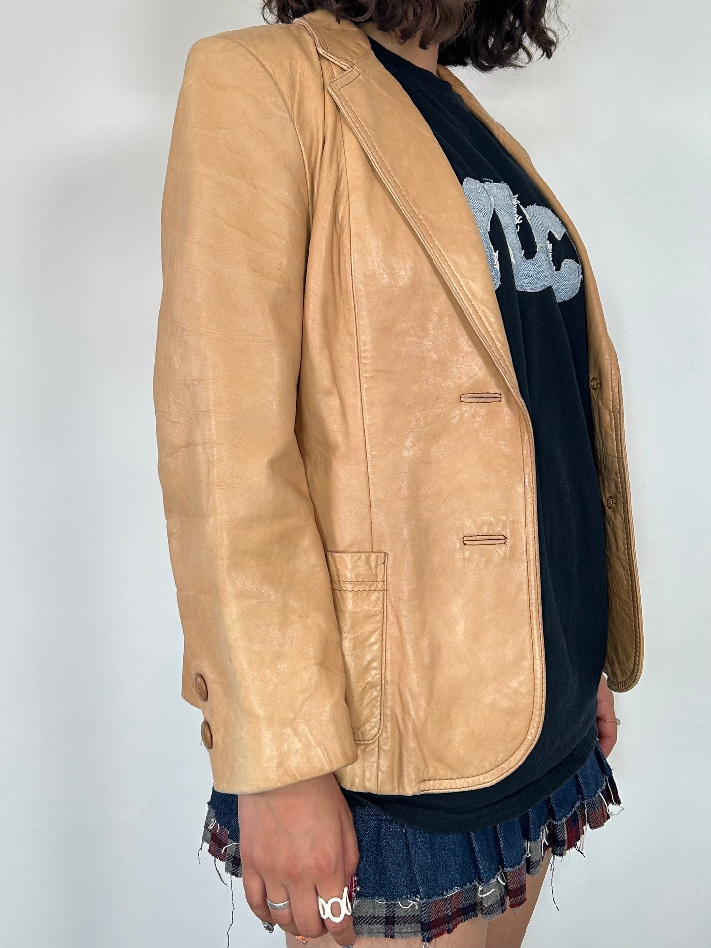 Vintage Tan Leather Blazer