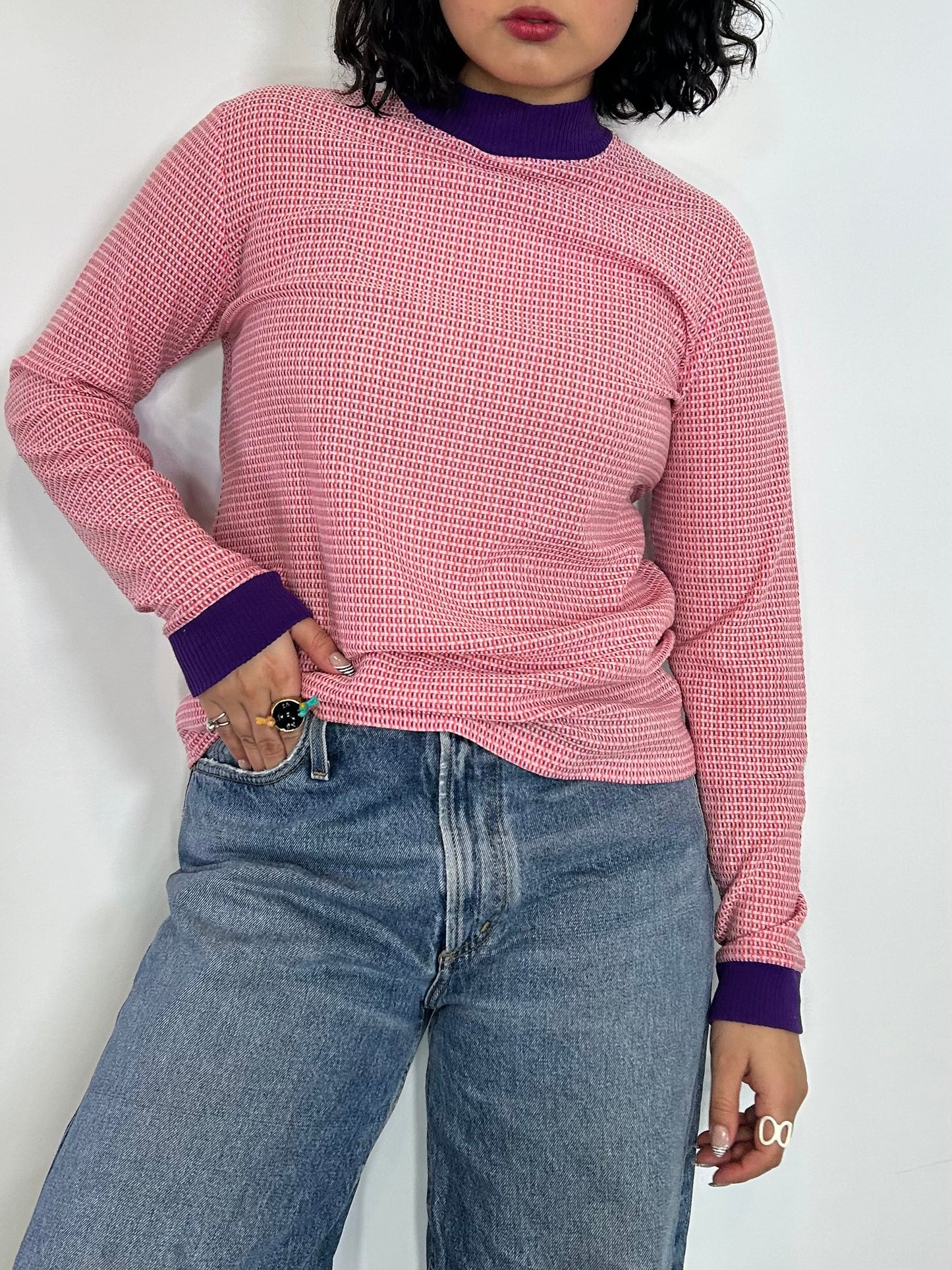 Vintage Pink & Purple Mock neck