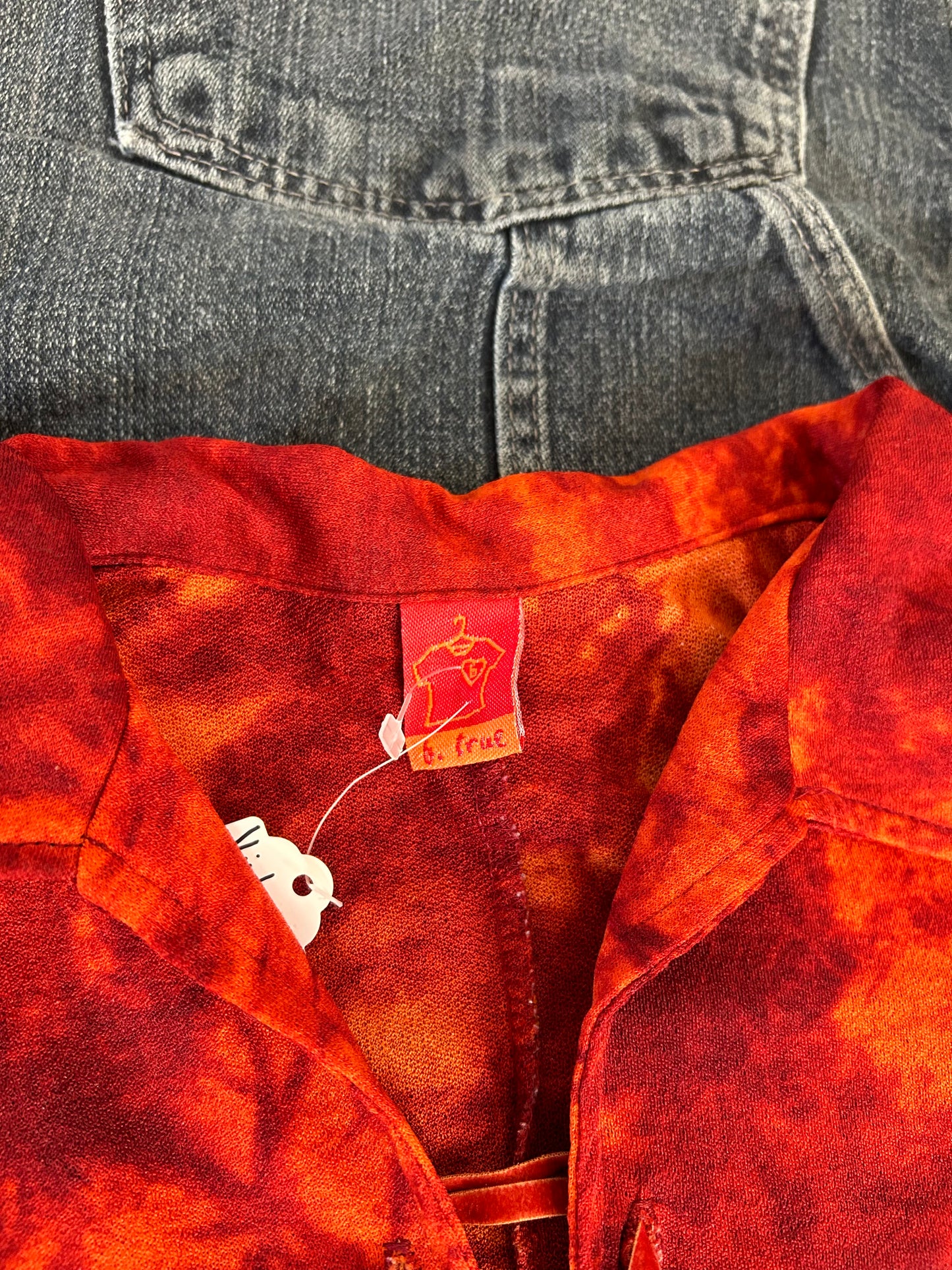 Vintage Red/Orange Bell Sleeve Top