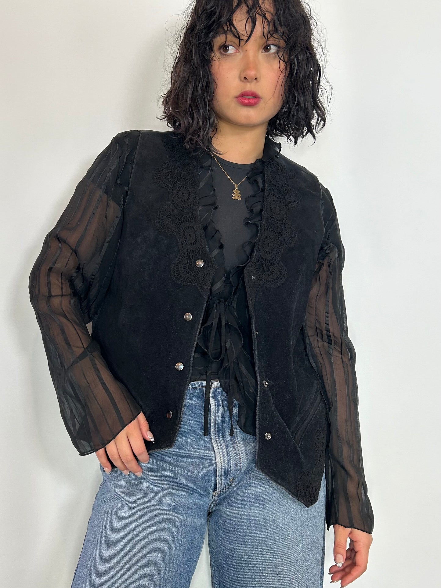 Vintage Black Suede Vest