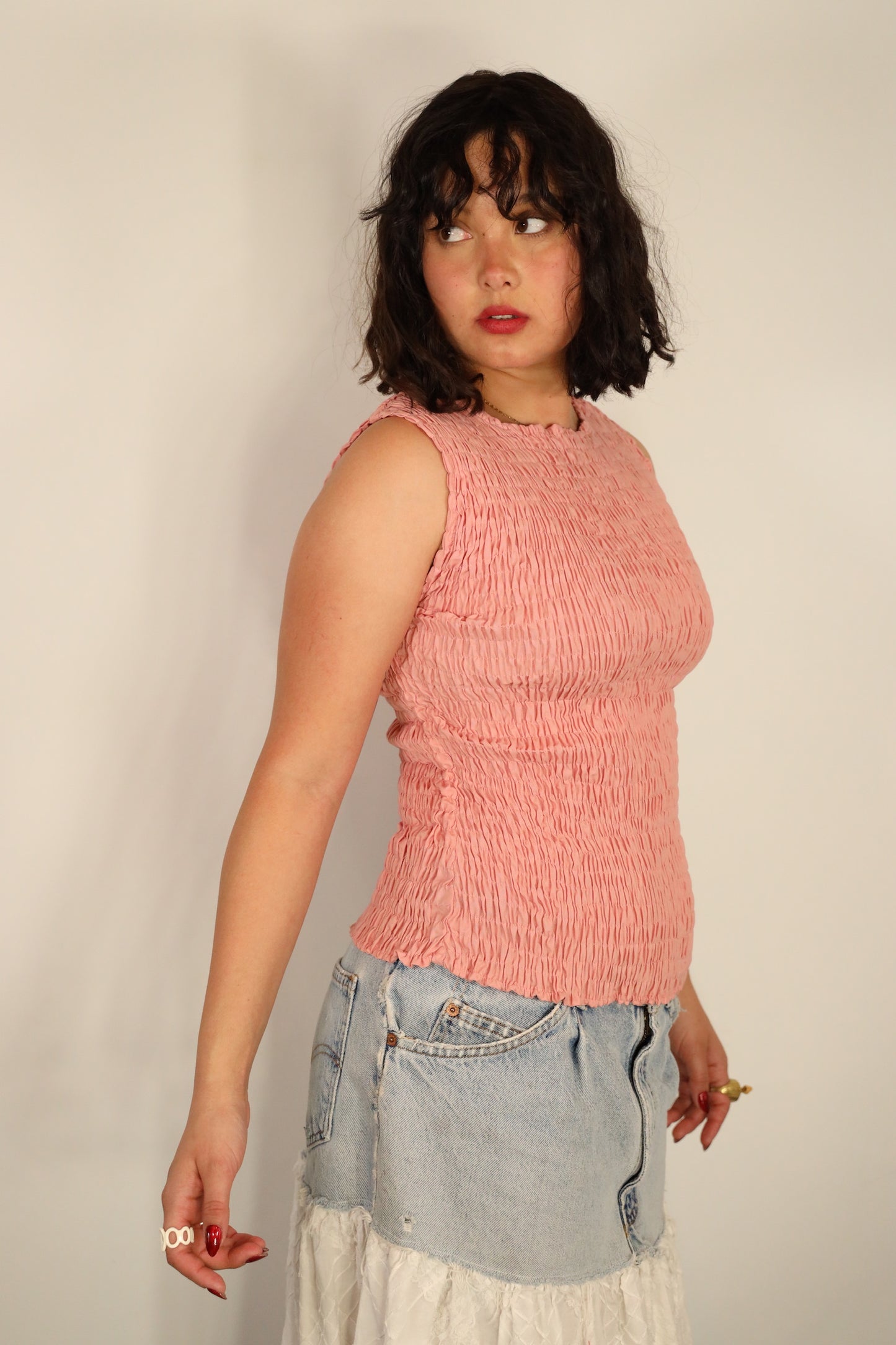 Dusty Pink Smocked Top