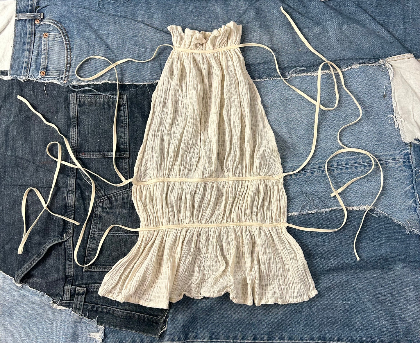 High Neck ruffle Tie Top