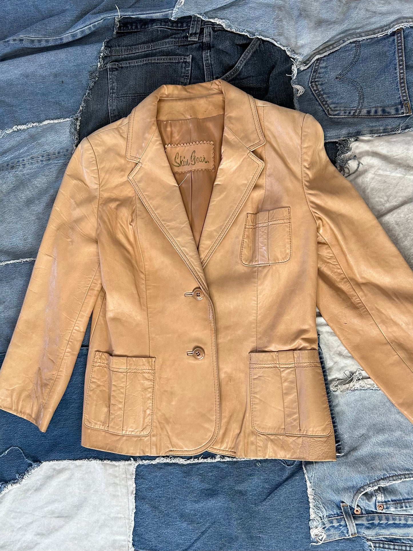 Vintage Tan Leather Blazer