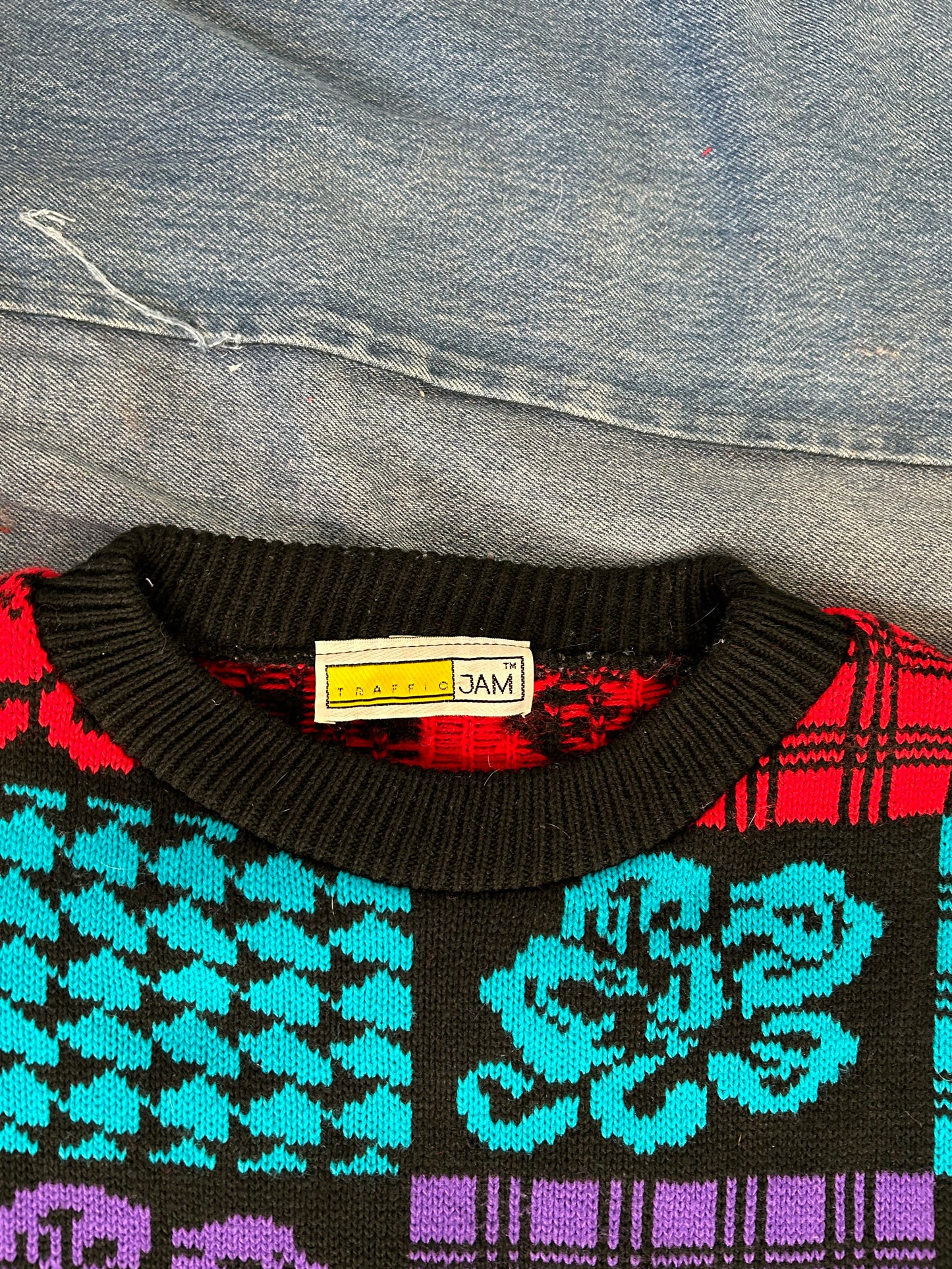 Vintage Color Block Patterned Sweater